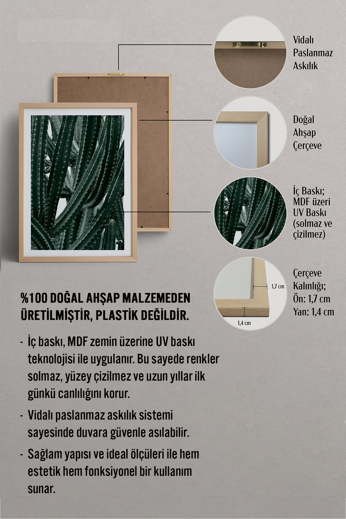 HOMEPACK Ahşap Çerçeveli Tablo Çerçeveli Poster Sanatsal Modern Duvar Dekoru BEK-8067