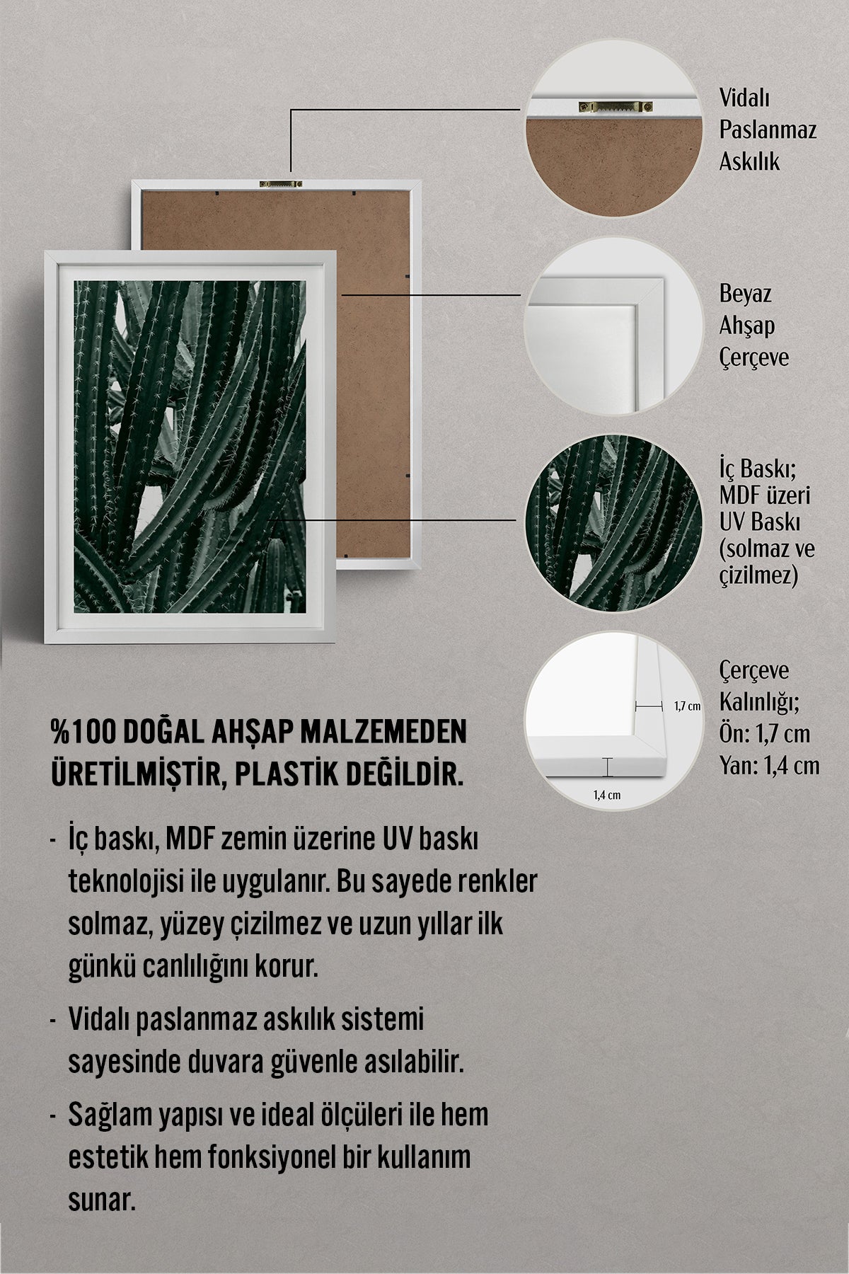 HOMEPACK Ahşap Çerçeveli Tablo Çerçeveli Poster Sanatsal Modern Duvar Dekoru BEK-8067