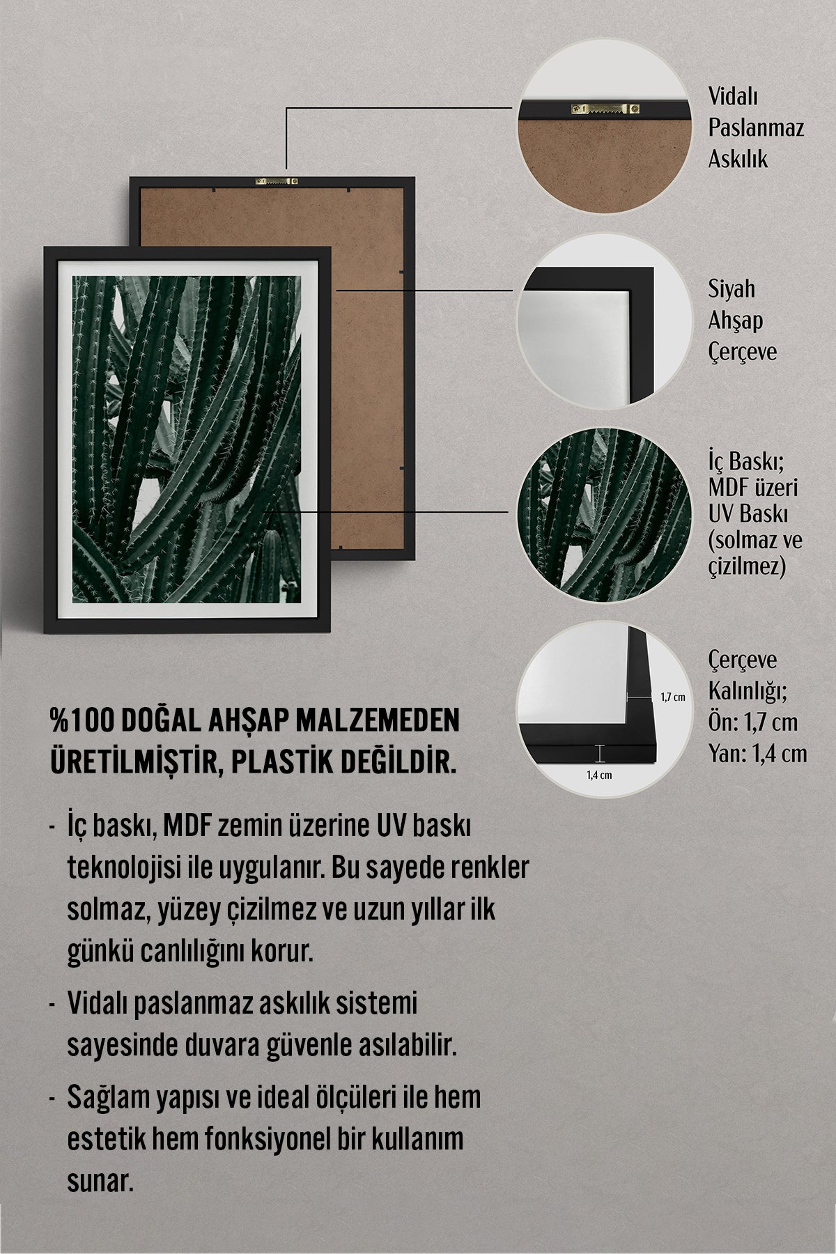 HOMEPACK Ahşap Çerçeveli Tablo Çerçeveli Poster Sanatsal Modern Duvar Dekoru BEK-8067
