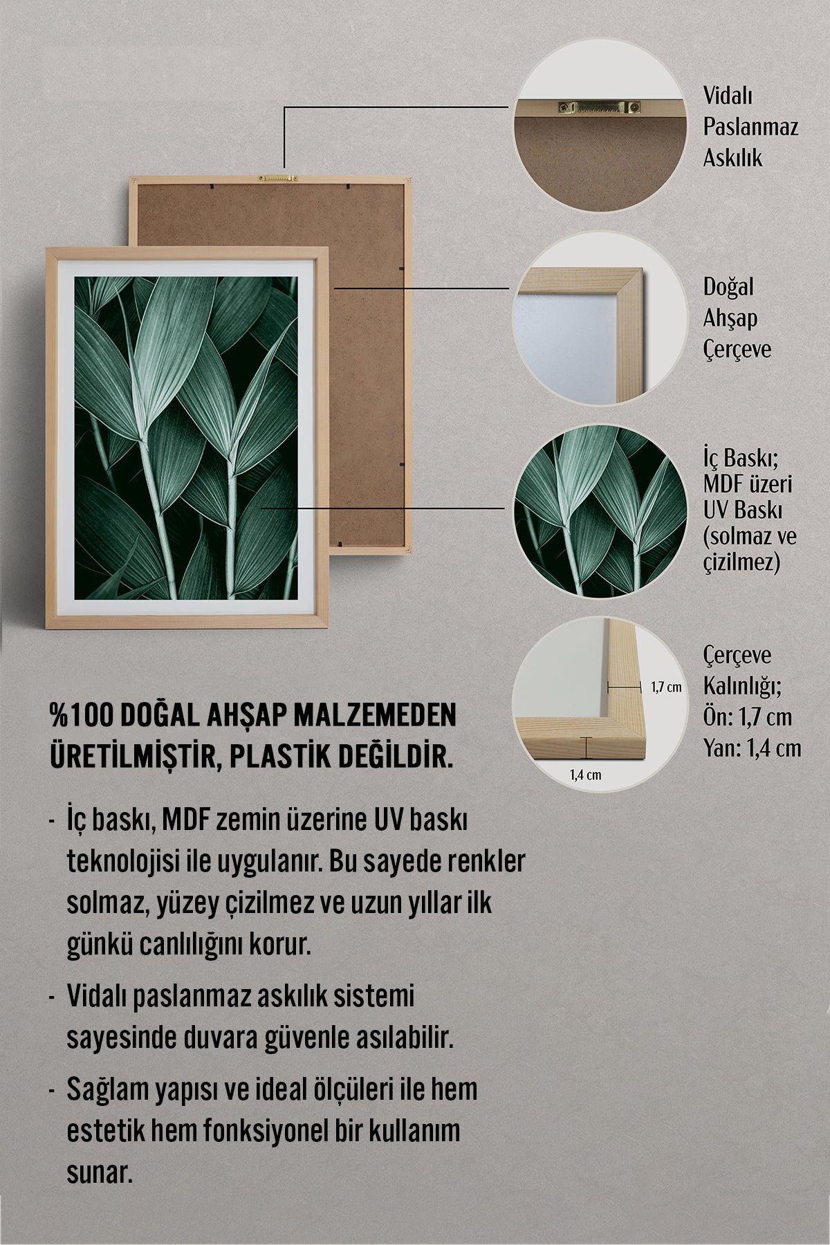 HOMEPACK Ahşap Çerçeveli Tablo Çerçeveli Poster Sanatsal Modern Duvar Dekoru BEK-8068