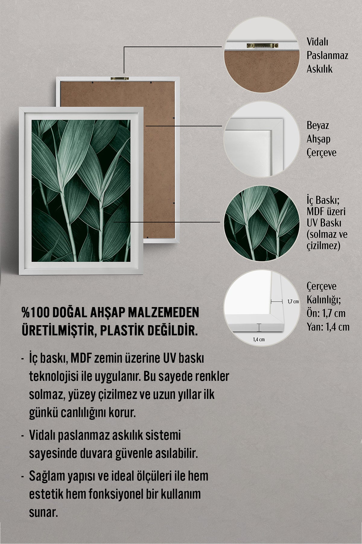 HOMEPACK Ahşap Çerçeveli Tablo Çerçeveli Poster Sanatsal Modern Duvar Dekoru BEK-8068