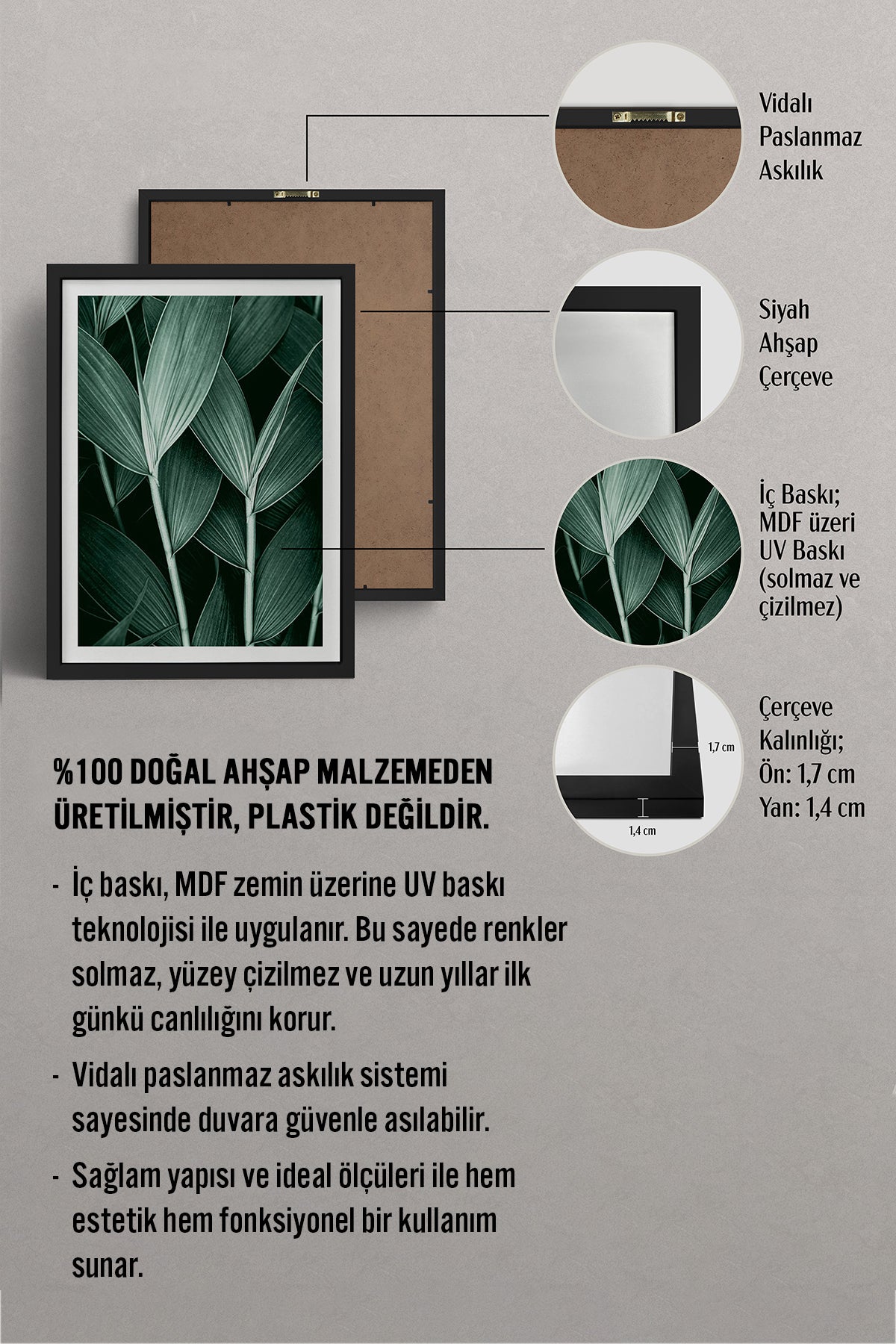 HOMEPACK Ahşap Çerçeveli Tablo Çerçeveli Poster Sanatsal Modern Duvar Dekoru BEK-8068