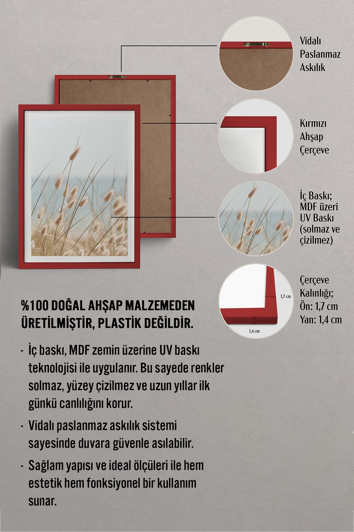 HOMEPACK Ahşap Çerçeveli Tablo Çerçeveli Poster Sanatsal Modern Duvar Dekoru BEK-8069