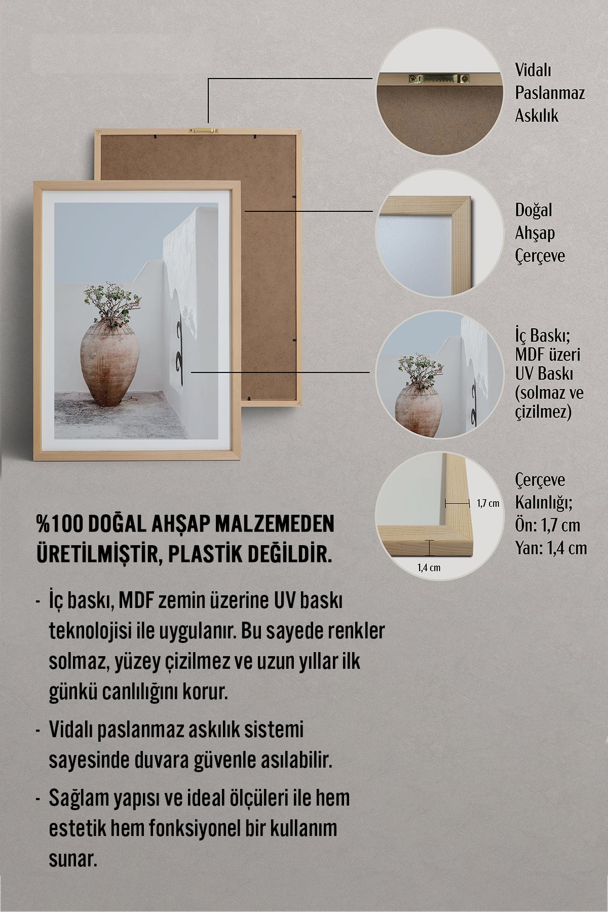 HOMEPACK Ahşap Çerçeveli Tablo Çerçeveli Poster Sanatsal Modern Duvar Dekoru BEK-8070