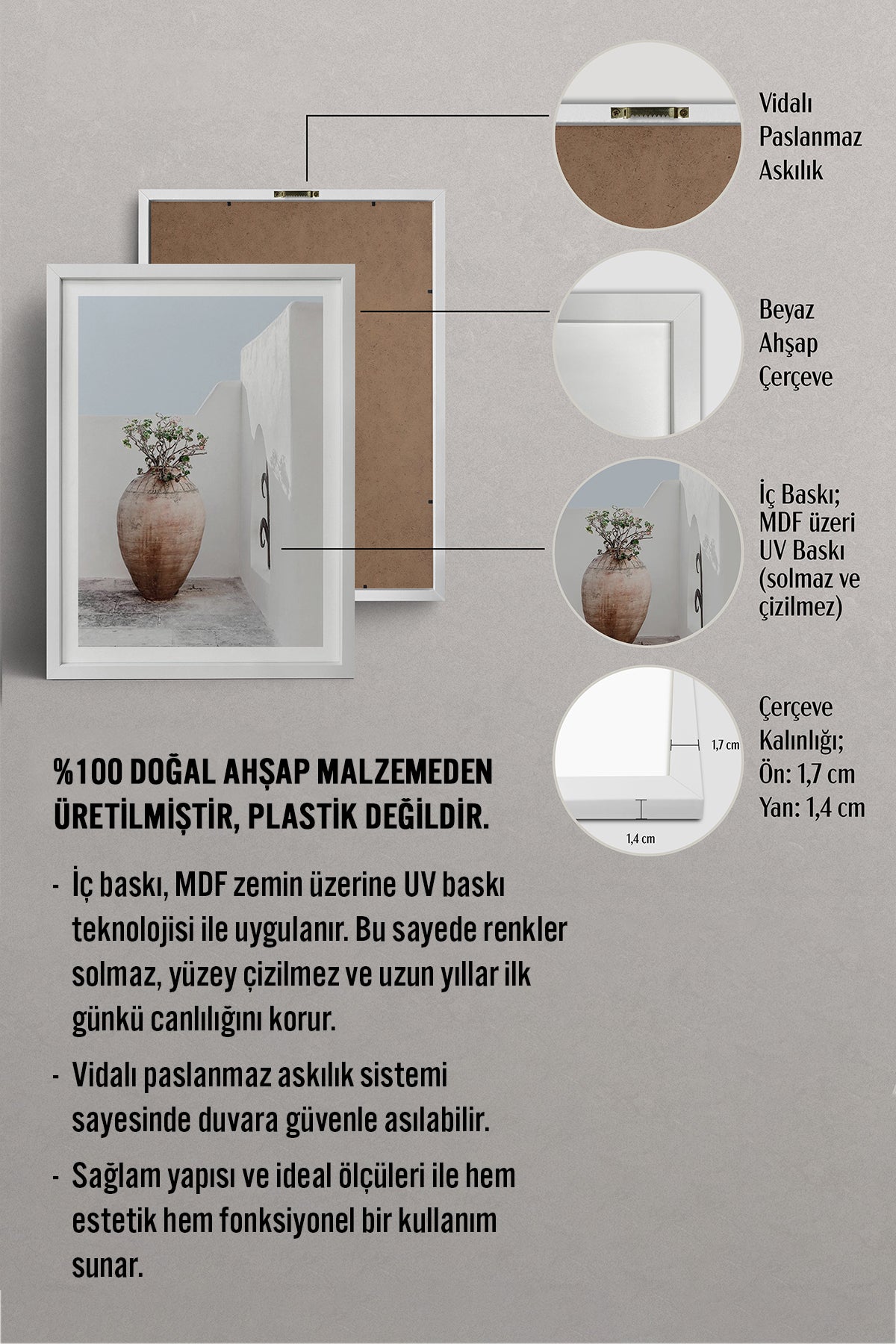 HOMEPACK Ahşap Çerçeveli Tablo Çerçeveli Poster Sanatsal Modern Duvar Dekoru BEK-8070
