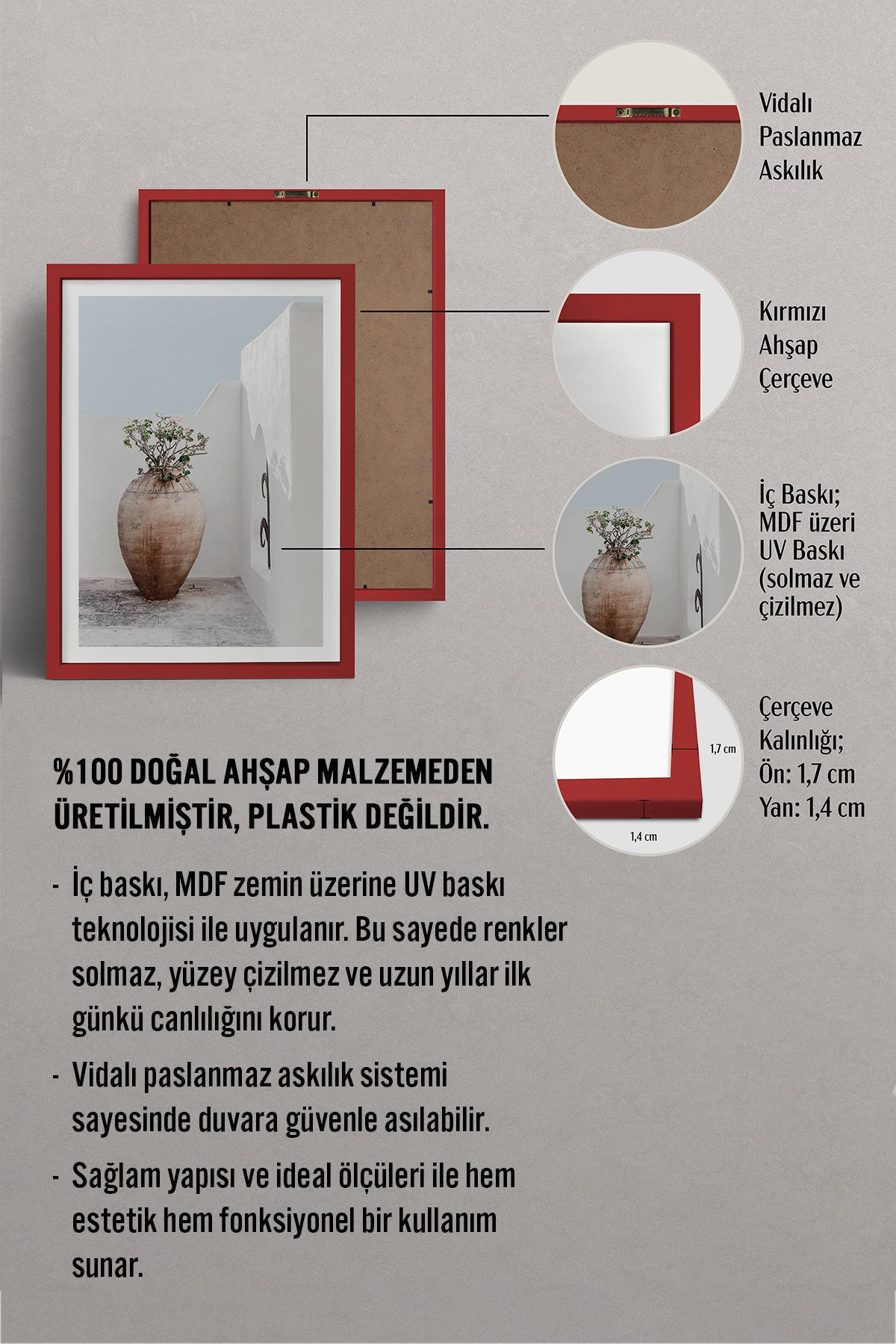 HOMEPACK Ahşap Çerçeveli Tablo Çerçeveli Poster Sanatsal Modern Duvar Dekoru BEK-8070