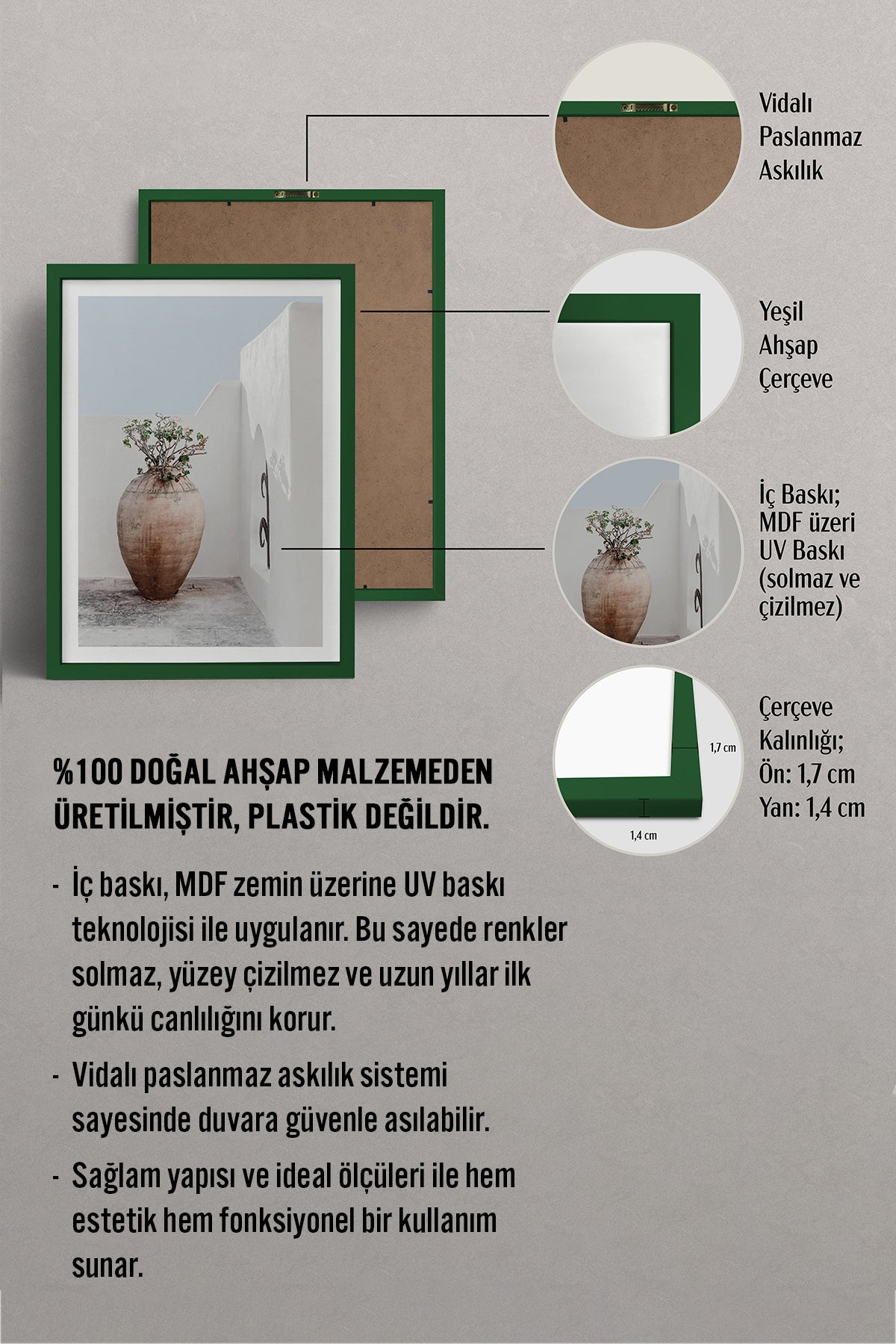 HOMEPACK Ahşap Çerçeveli Tablo Çerçeveli Poster Sanatsal Modern Duvar Dekoru BEK-8070