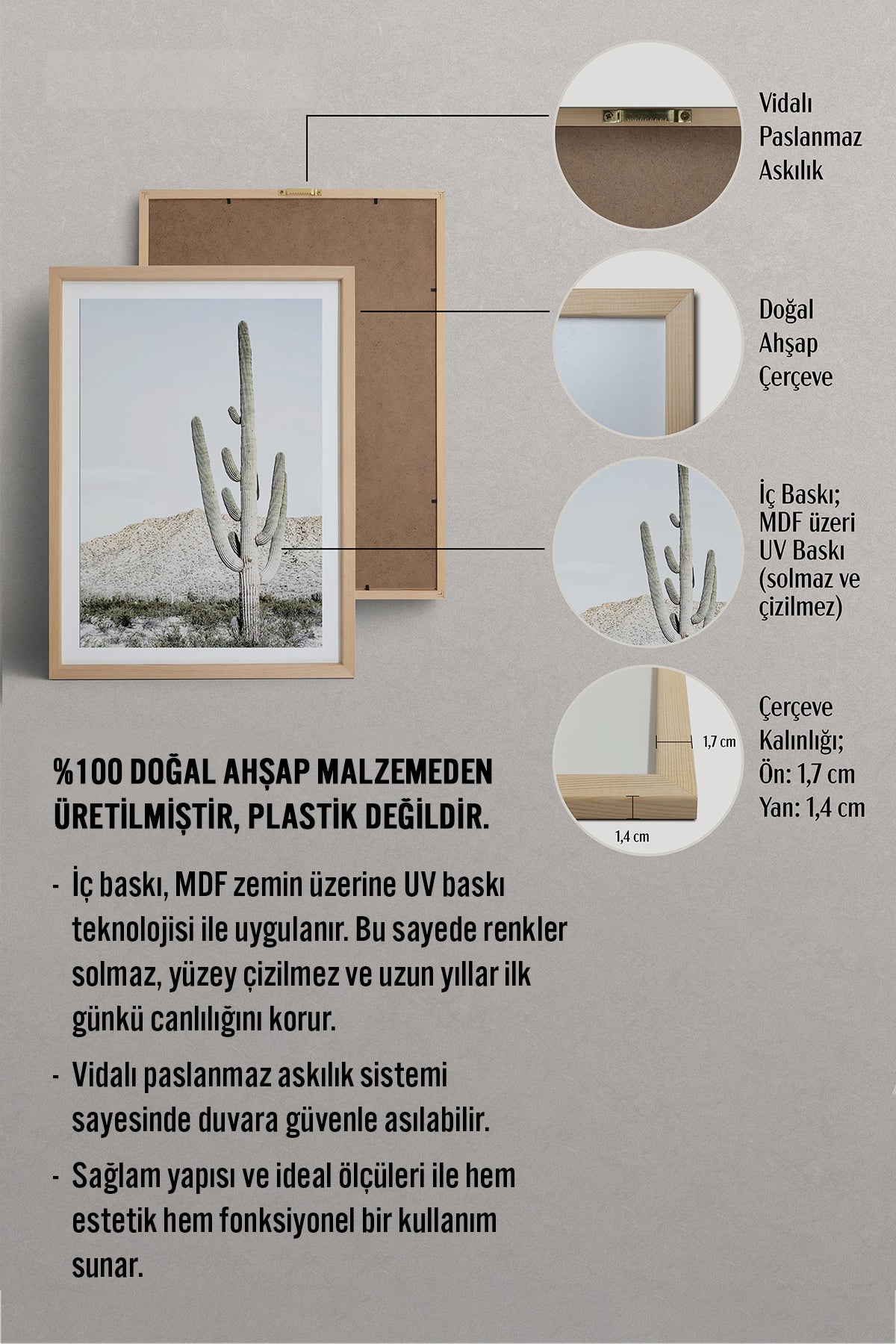 HOMEPACK Ahşap Çerçeveli Tablo Çerçeveli Poster Sanatsal Modern Duvar Dekoru BEK-8071