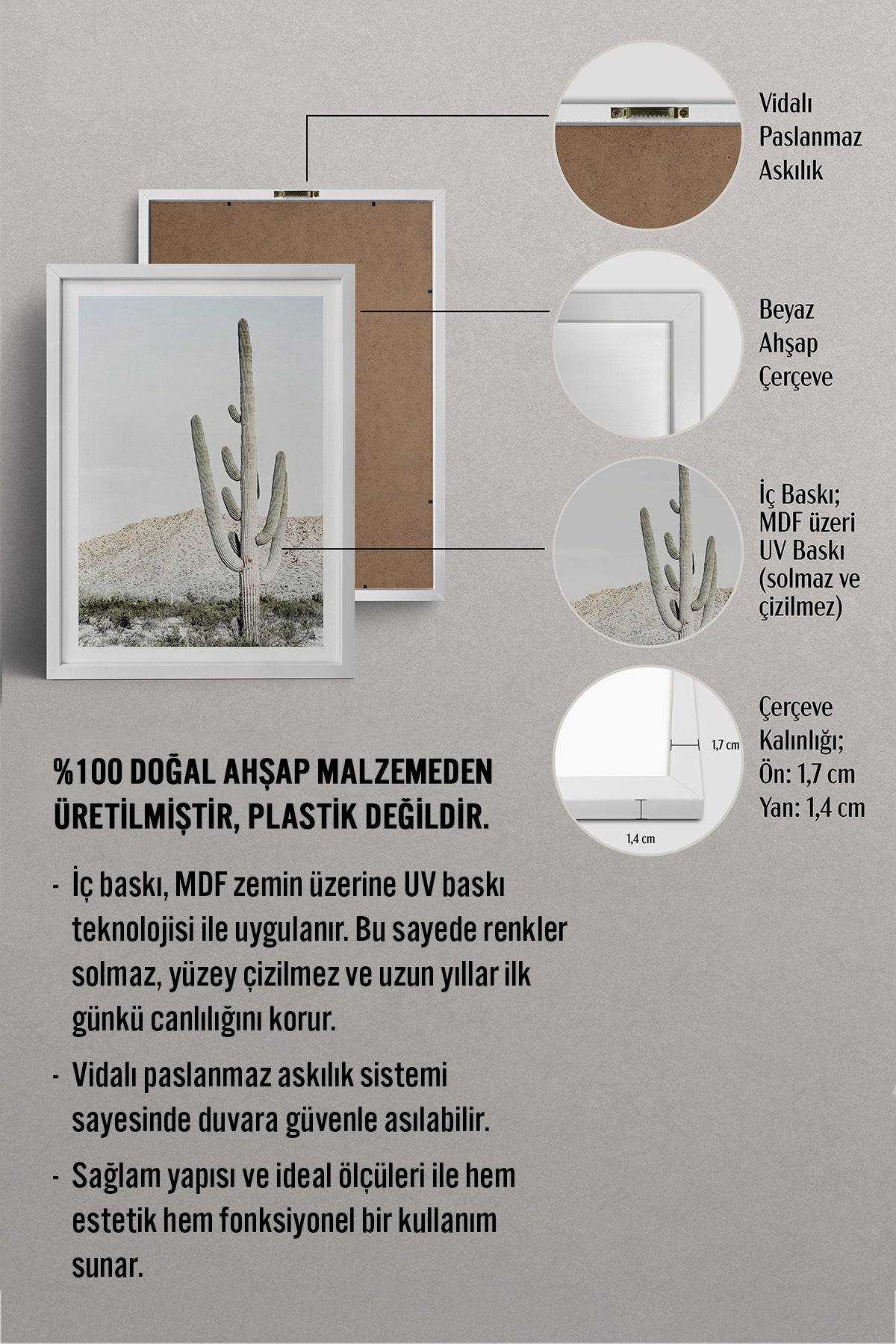 HOMEPACK Ahşap Çerçeveli Tablo Çerçeveli Poster Sanatsal Modern Duvar Dekoru BEK-8071
