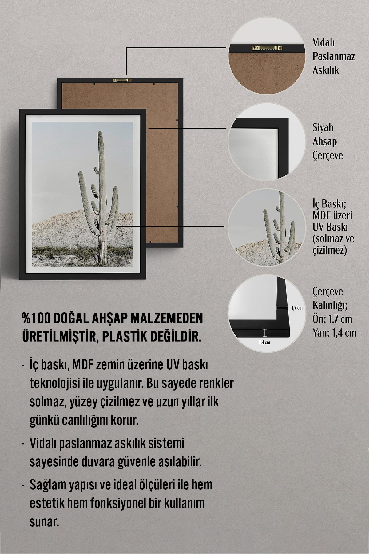 HOMEPACK Ahşap Çerçeveli Tablo Çerçeveli Poster Sanatsal Modern Duvar Dekoru BEK-8071