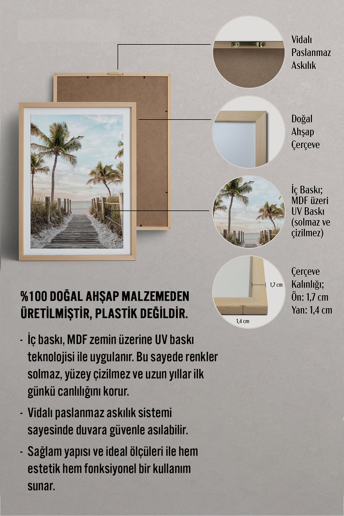 HOMEPACK Ahşap Çerçeveli Tablo Çerçeveli Poster Sanatsal Modern Duvar Dekoru BEK-8072