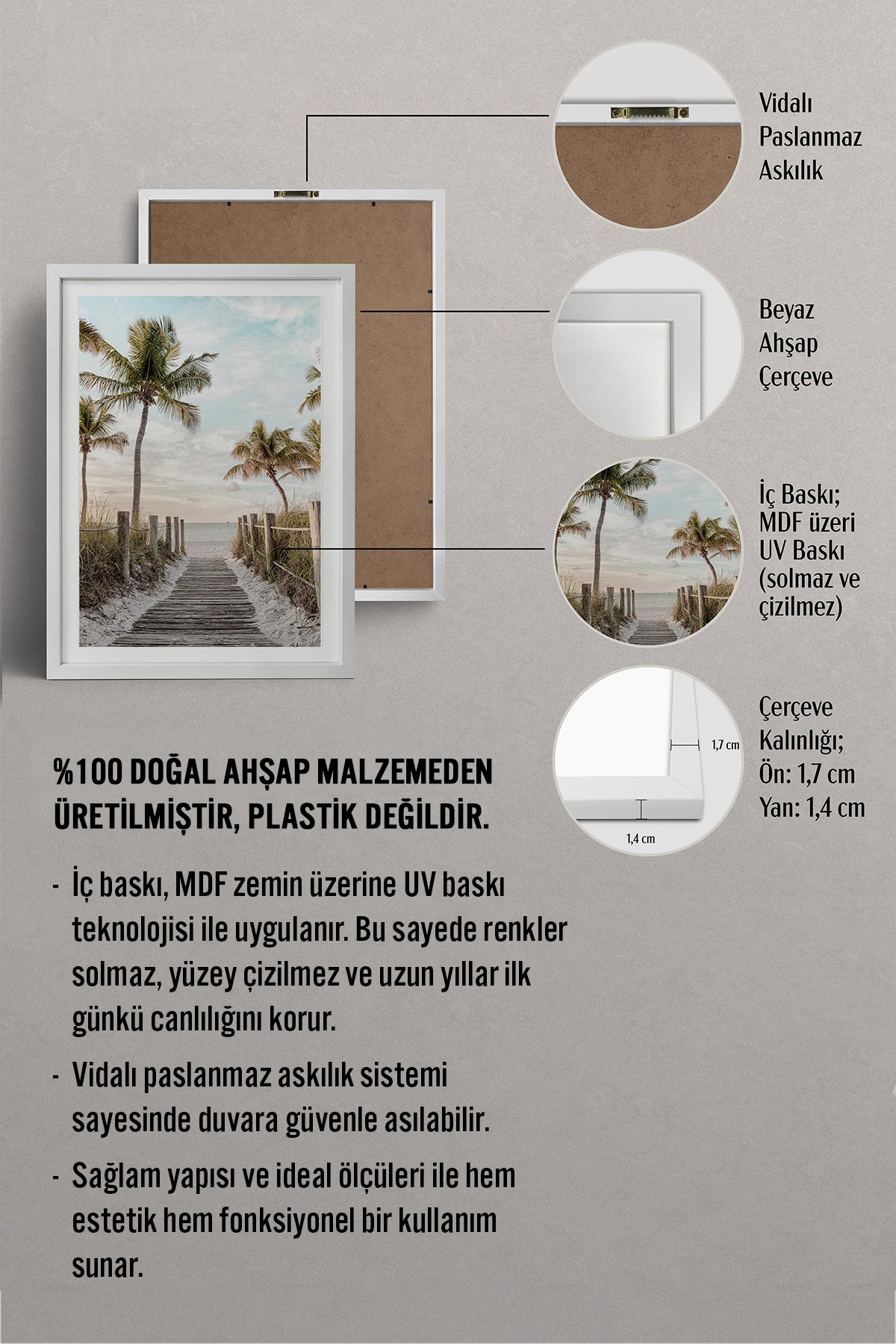 HOMEPACK Ahşap Çerçeveli Tablo Çerçeveli Poster Sanatsal Modern Duvar Dekoru BEK-8072