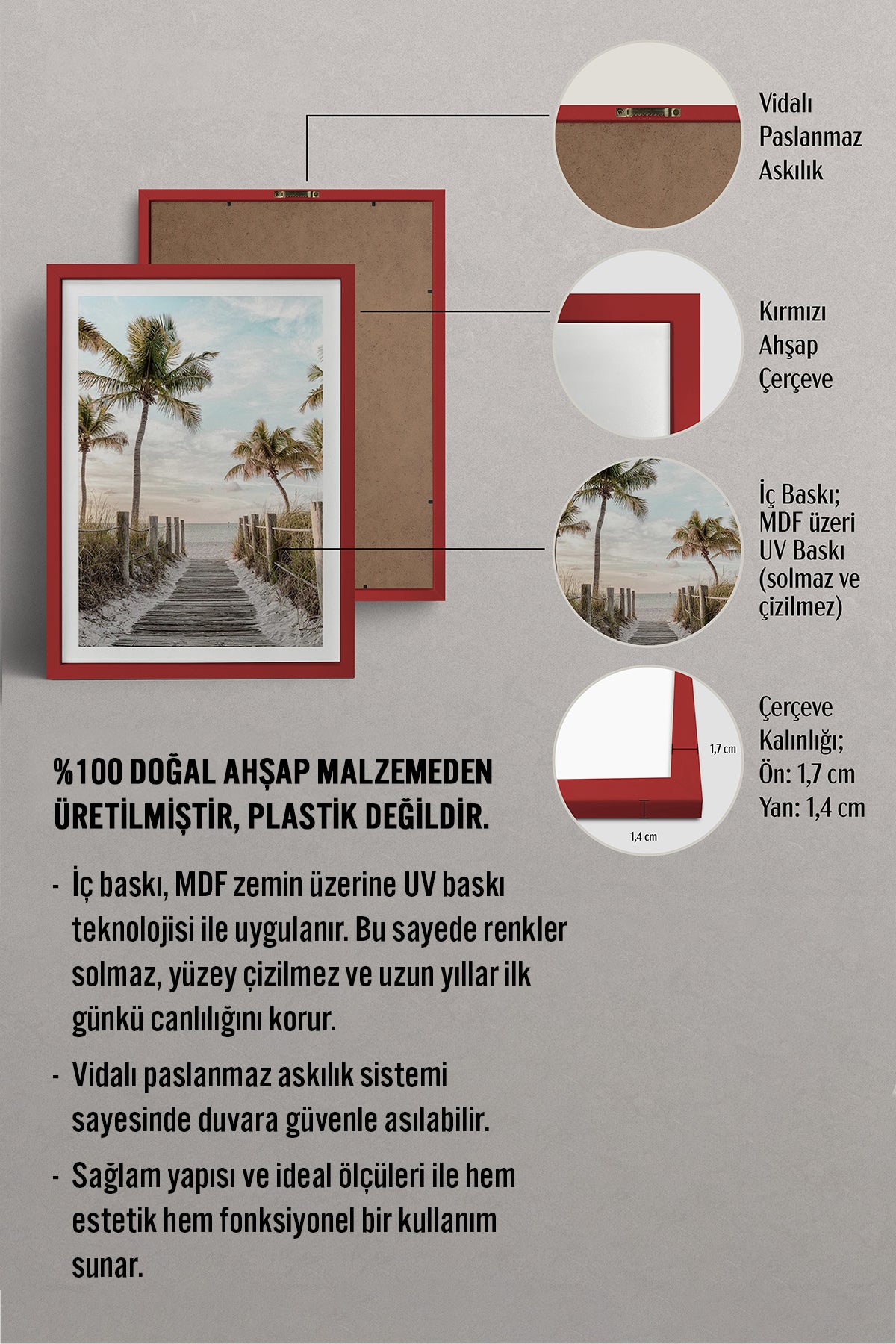 HOMEPACK Ahşap Çerçeveli Tablo Çerçeveli Poster Sanatsal Modern Duvar Dekoru BEK-8072