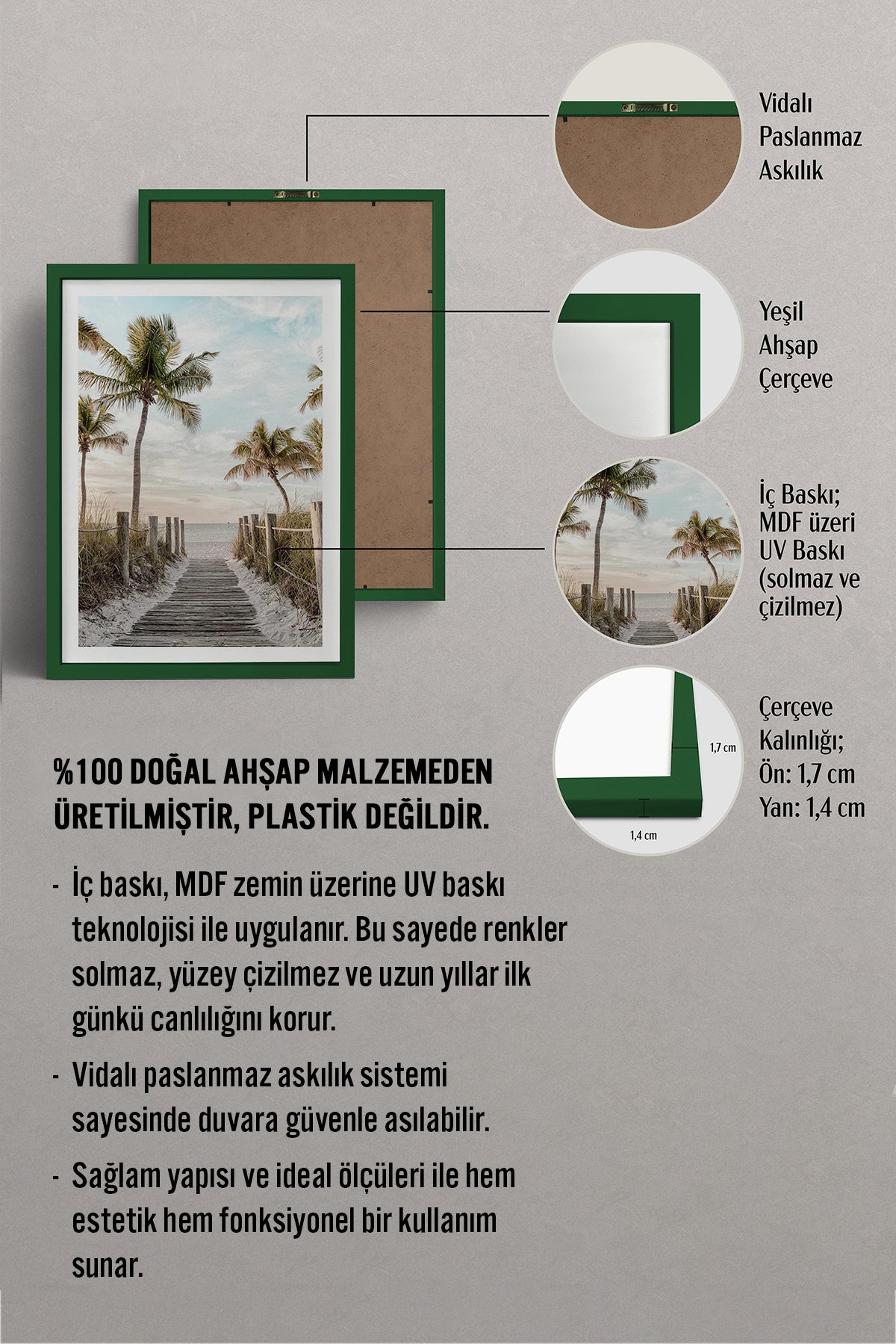HOMEPACK Ahşap Çerçeveli Tablo Çerçeveli Poster Sanatsal Modern Duvar Dekoru BEK-8072