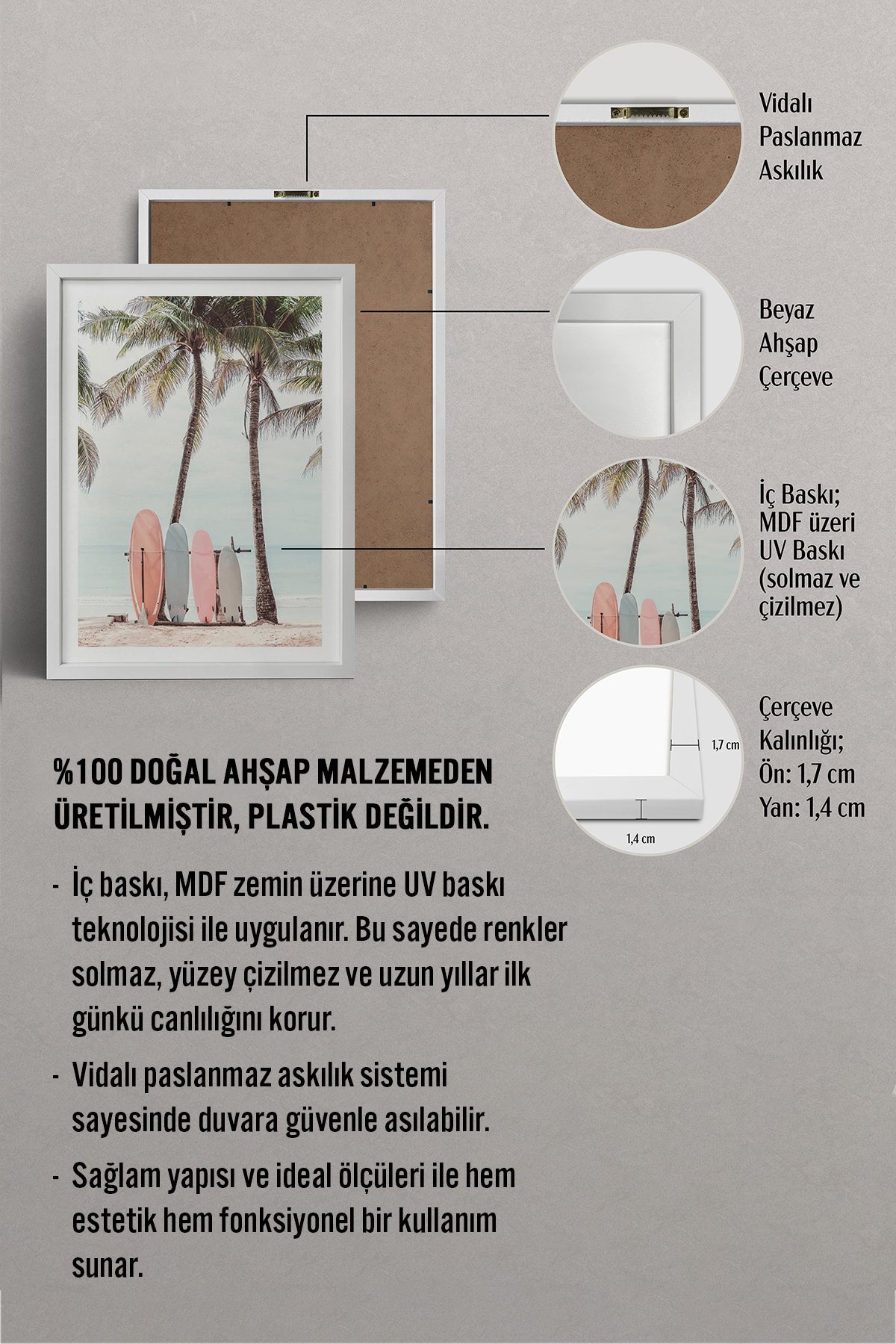 HOMEPACK Ahşap Çerçeveli Tablo Çerçeveli Poster Sanatsal Modern Duvar Dekoru BEK-8073
