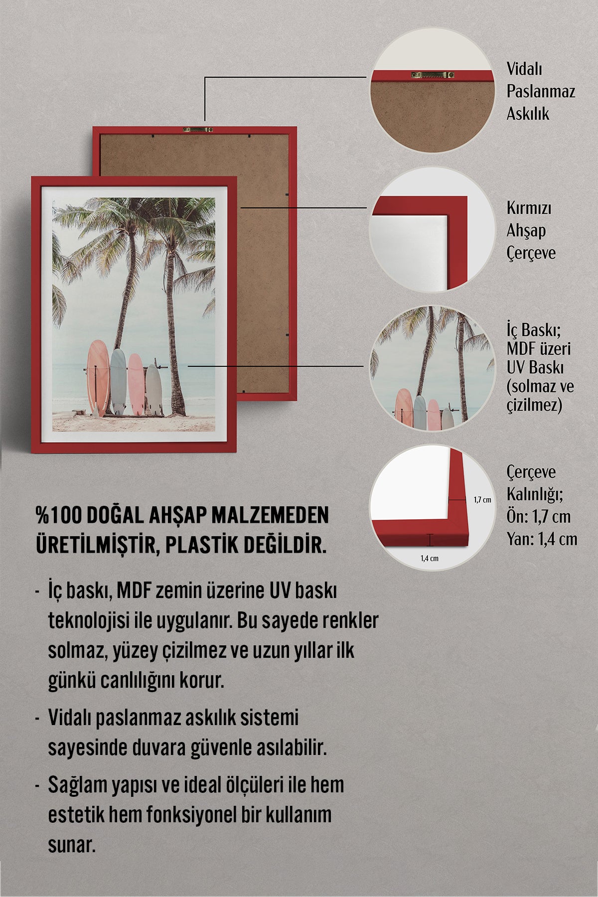 HOMEPACK Ahşap Çerçeveli Tablo Çerçeveli Poster Sanatsal Modern Duvar Dekoru BEK-8073