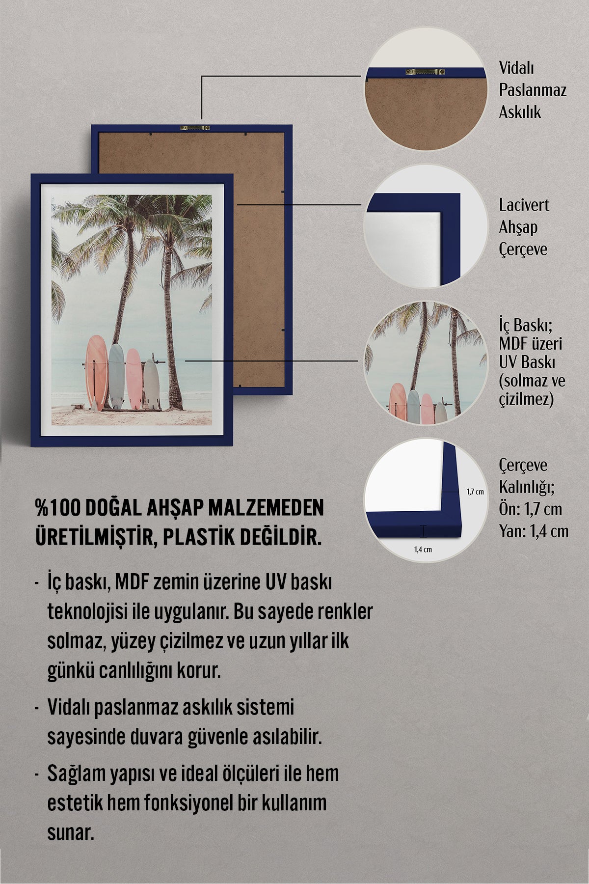 HOMEPACK Ahşap Çerçeveli Tablo Çerçeveli Poster Sanatsal Modern Duvar Dekoru BEK-8073