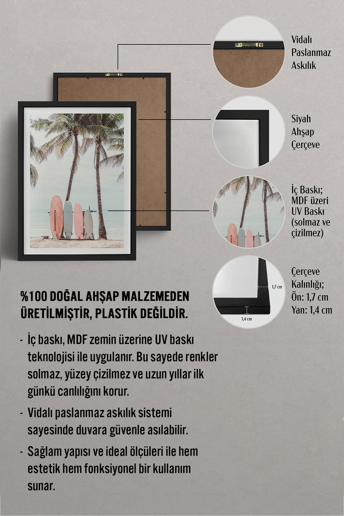 HOMEPACK Ahşap Çerçeveli Tablo Çerçeveli Poster Sanatsal Modern Duvar Dekoru BEK-8073