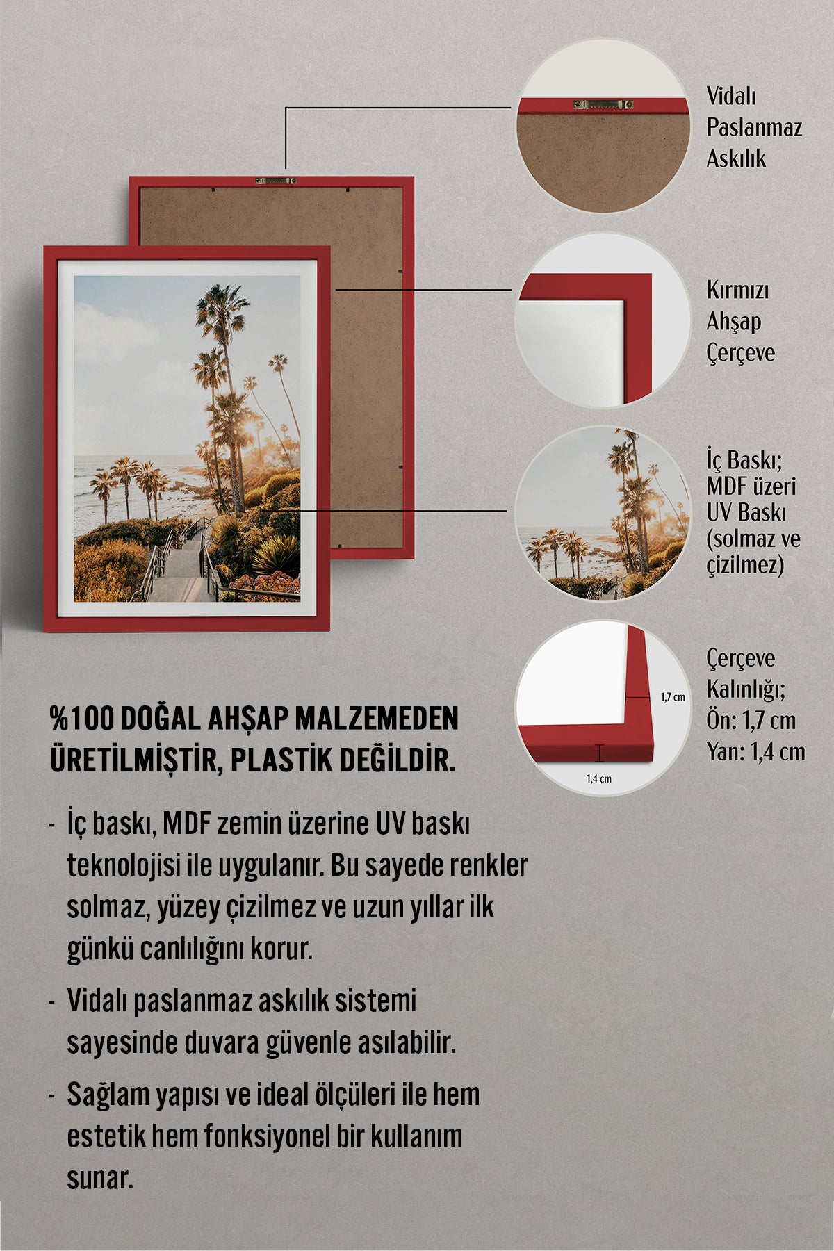 HOMEPACK Ahşap Çerçeveli Tablo Çerçeveli Poster Sanatsal Modern Duvar Dekoru BEK-8075