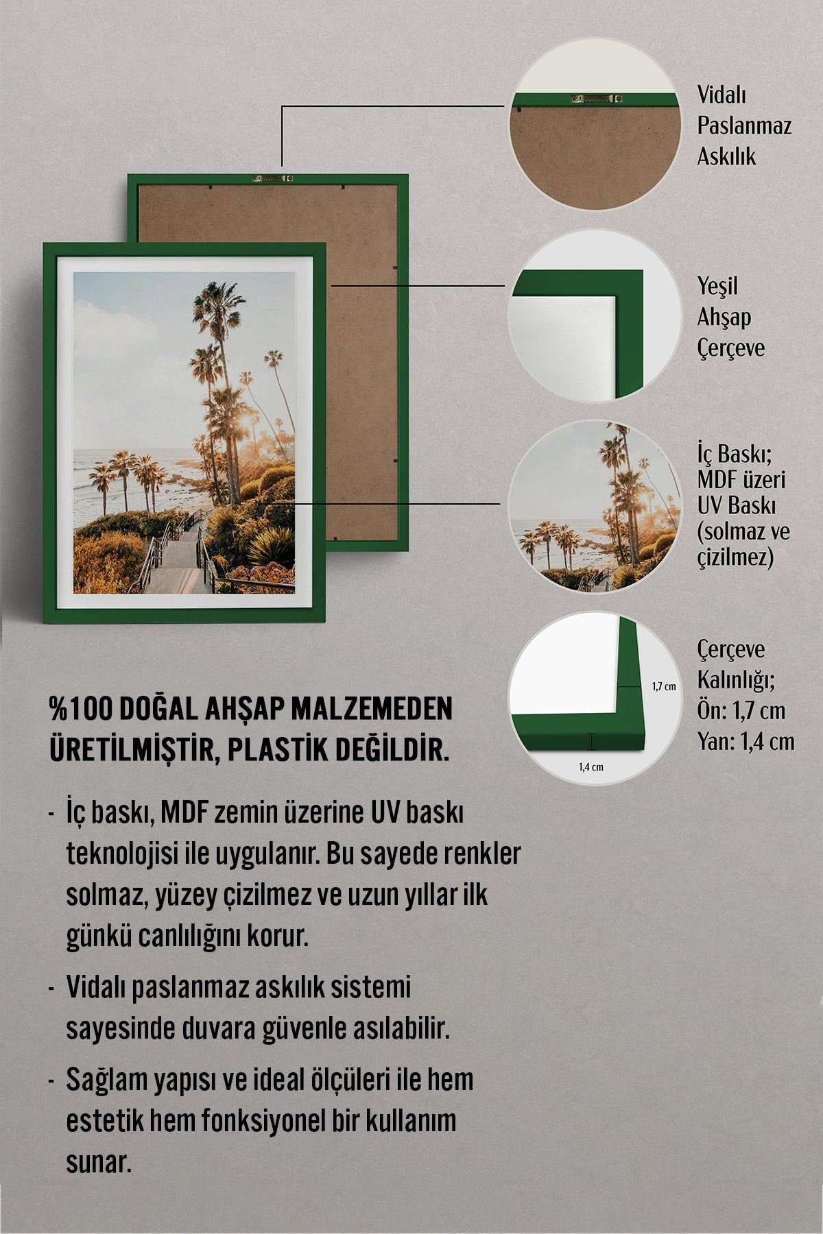 HOMEPACK Ahşap Çerçeveli Tablo Çerçeveli Poster Sanatsal Modern Duvar Dekoru BEK-8075