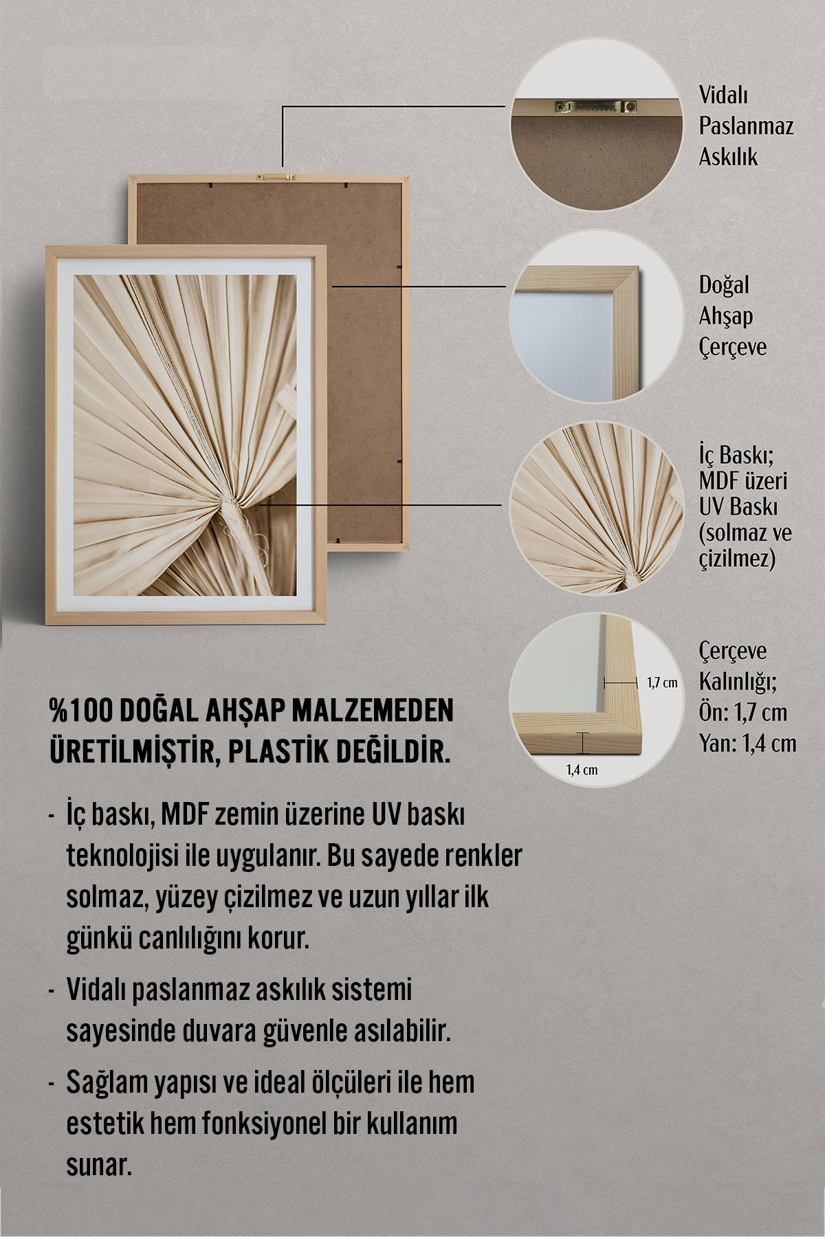 HOMEPACK Ahşap Çerçeveli Tablo Çerçeveli Poster Sanatsal Modern Duvar Dekoru BEK-8076