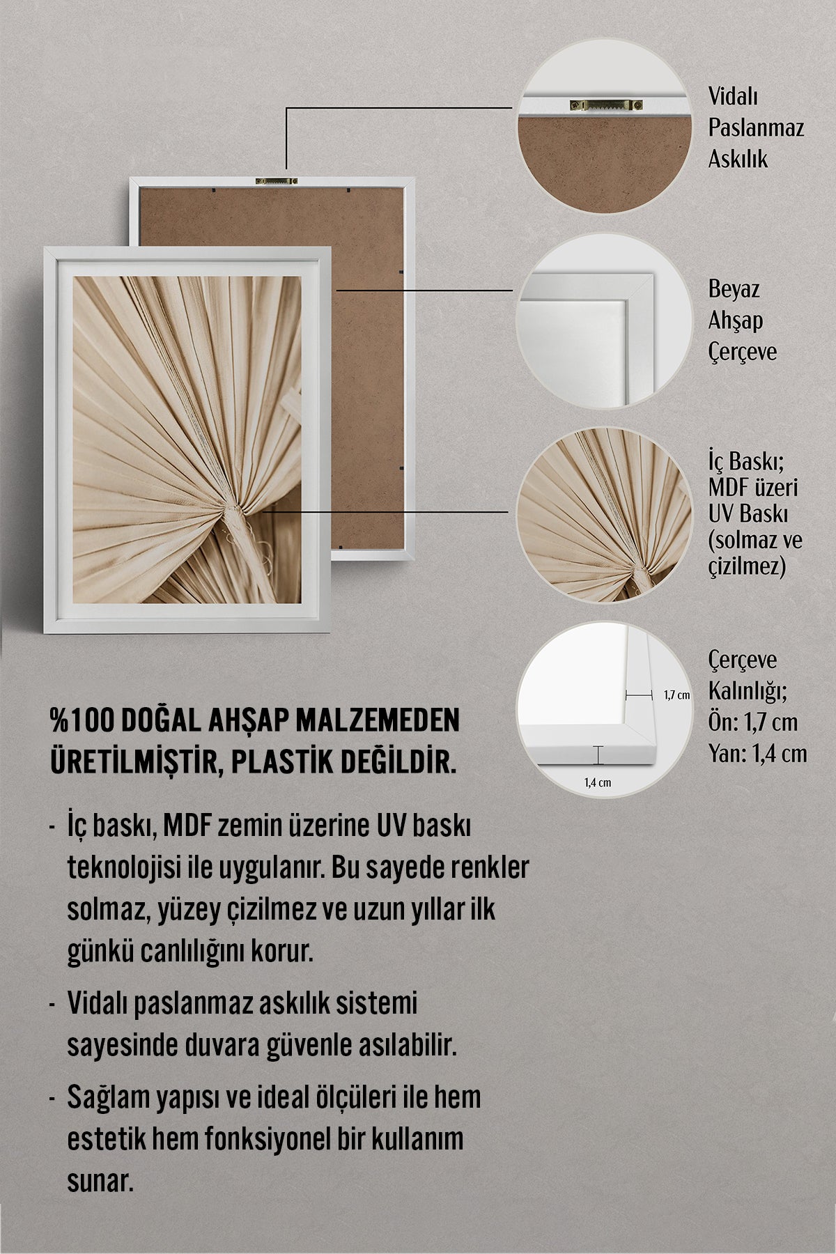HOMEPACK Ahşap Çerçeveli Tablo Çerçeveli Poster Sanatsal Modern Duvar Dekoru BEK-8076