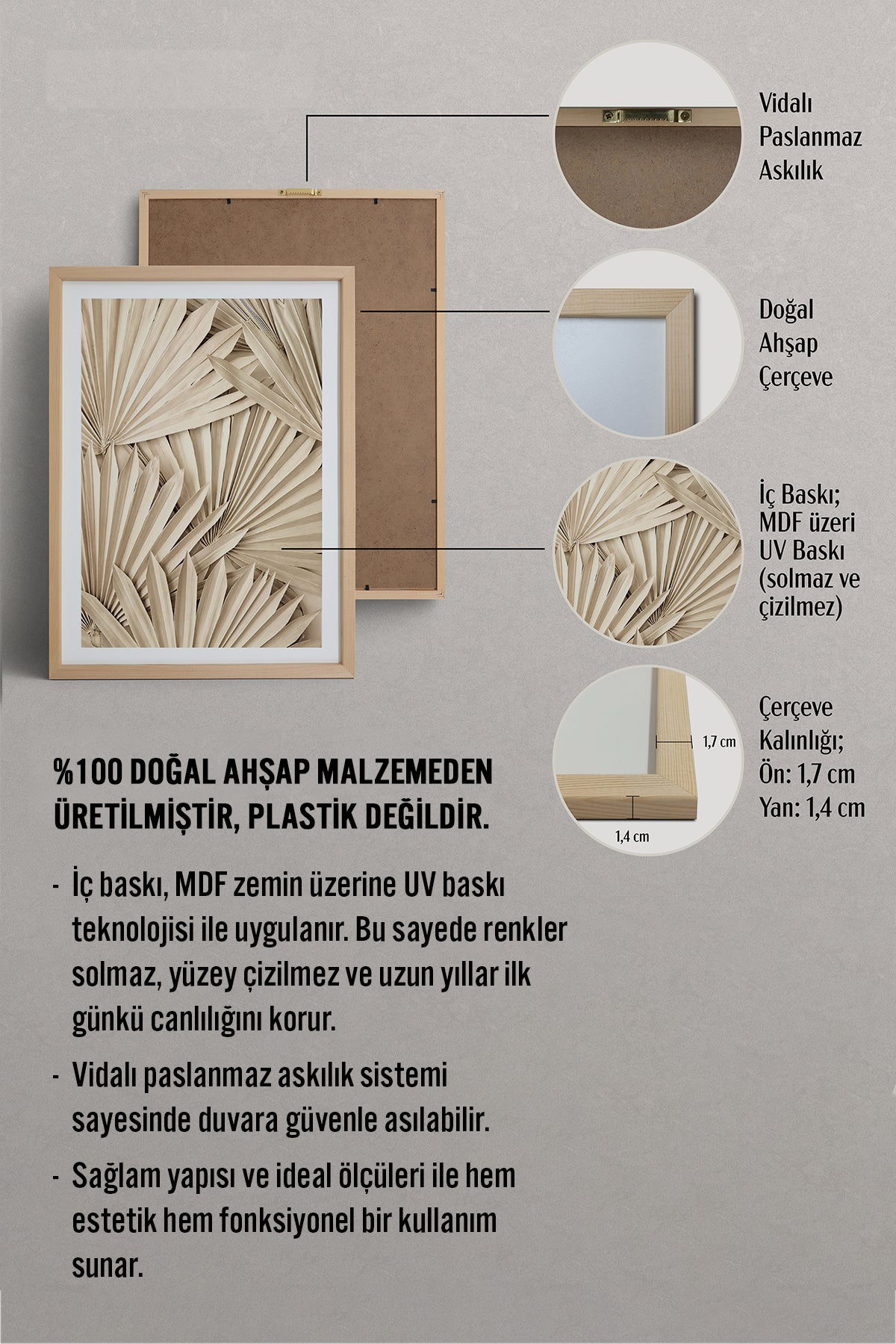 HOMEPACK Ahşap Çerçeveli Tablo Çerçeveli Poster Sanatsal Modern Duvar Dekoru BEK-8077