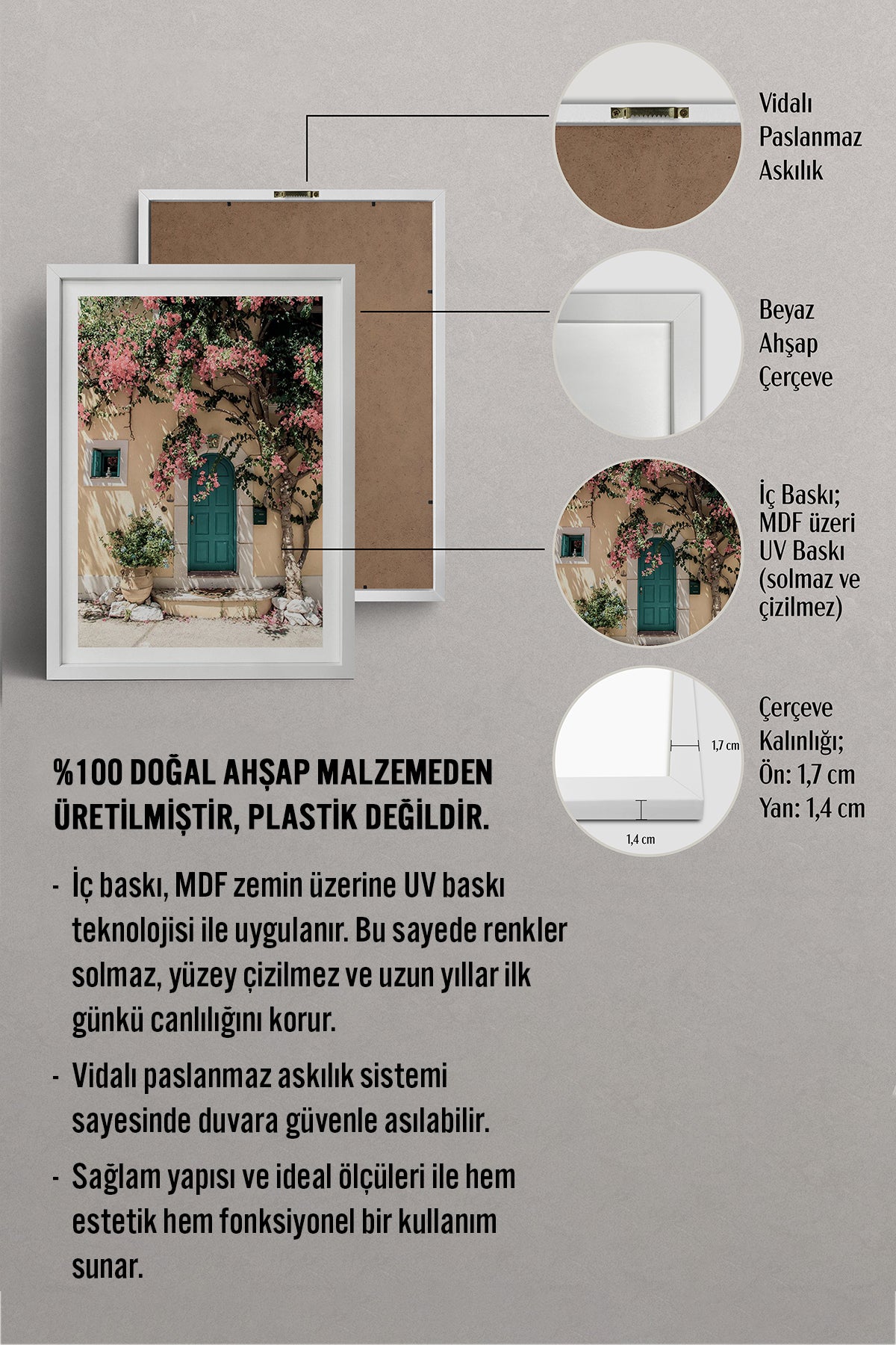 HOMEPACK Ahşap Çerçeveli Tablo Çerçeveli Poster Sanatsal Modern Duvar Dekoru BEK-8078