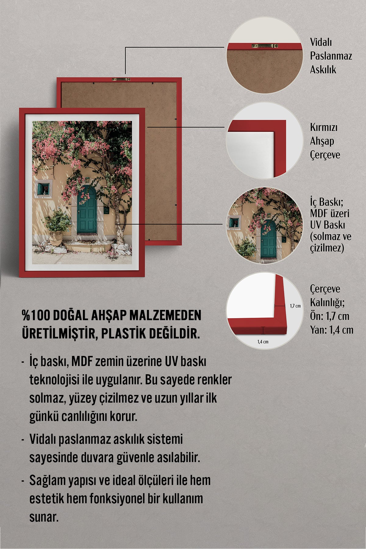 HOMEPACK Ahşap Çerçeveli Tablo Çerçeveli Poster Sanatsal Modern Duvar Dekoru BEK-8078