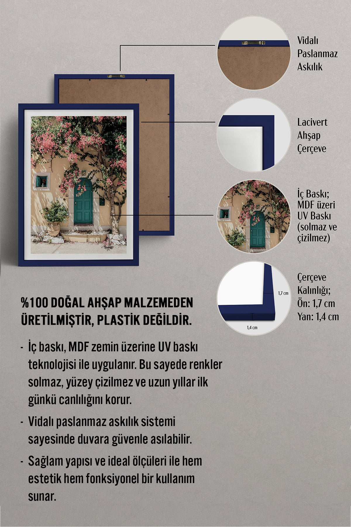 HOMEPACK Ahşap Çerçeveli Tablo Çerçeveli Poster Sanatsal Modern Duvar Dekoru BEK-8078