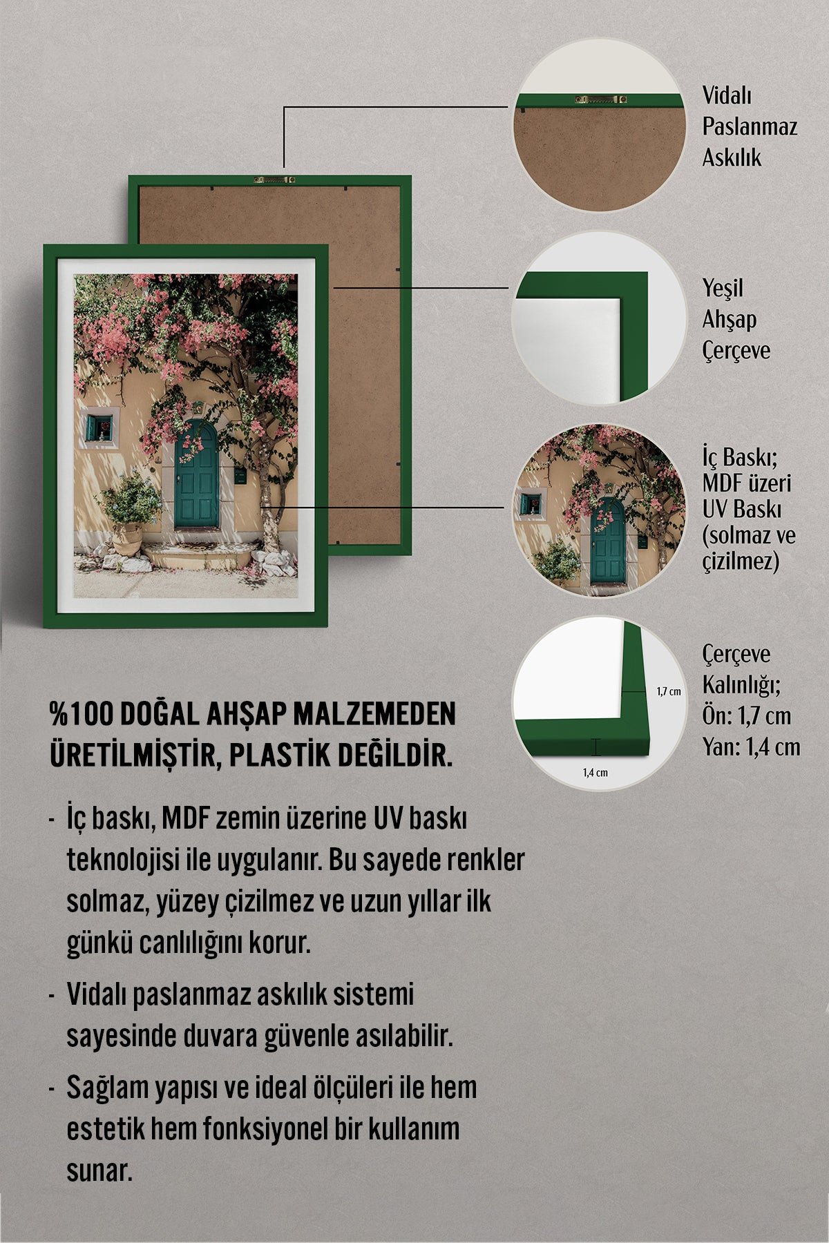 HOMEPACK Ahşap Çerçeveli Tablo Çerçeveli Poster Sanatsal Modern Duvar Dekoru BEK-8078