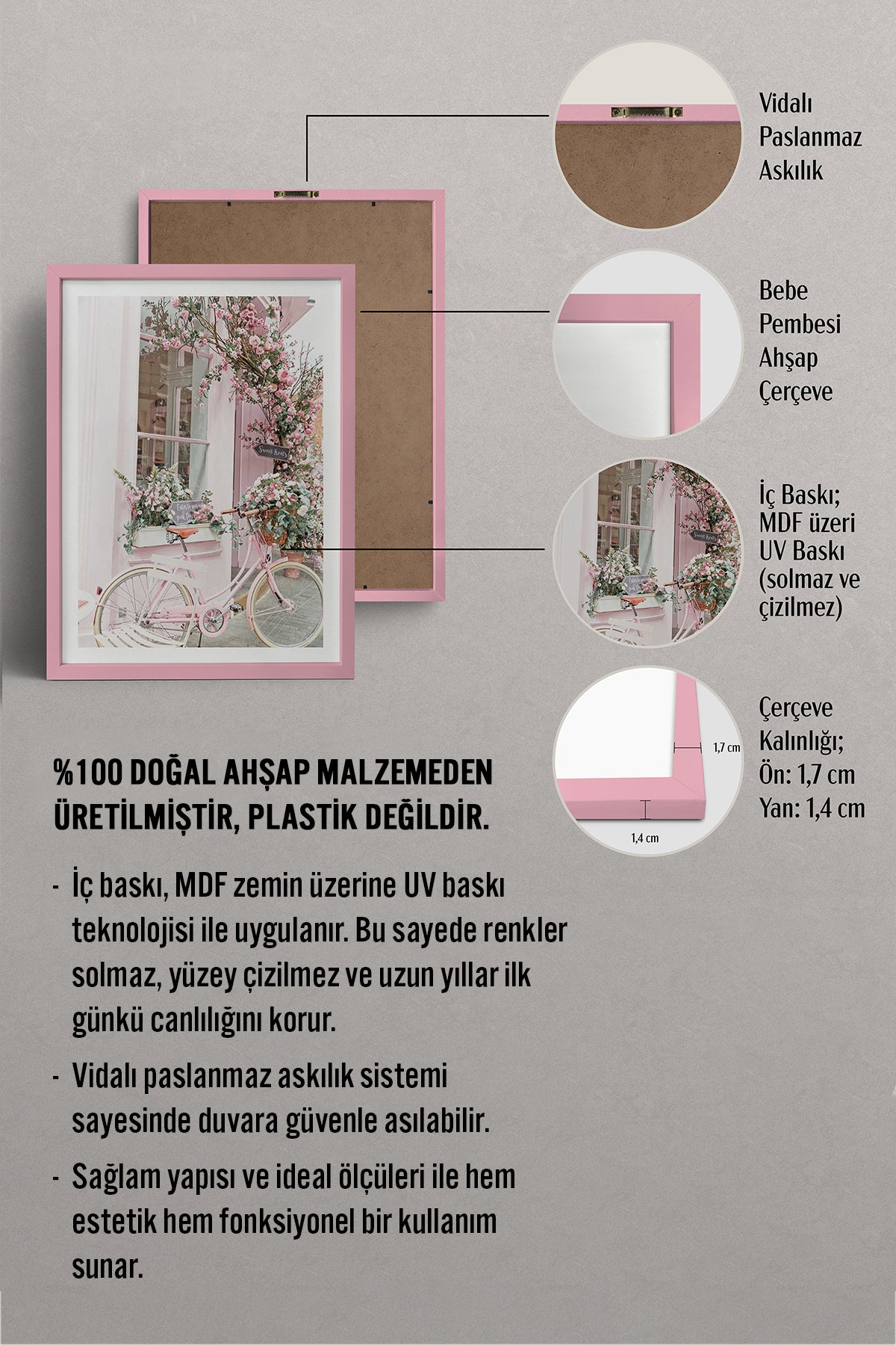 HOMEPACK Ahşap Çerçeveli Tablo Çerçeveli Poster Sanatsal Modern Duvar Dekoru BEK-8079