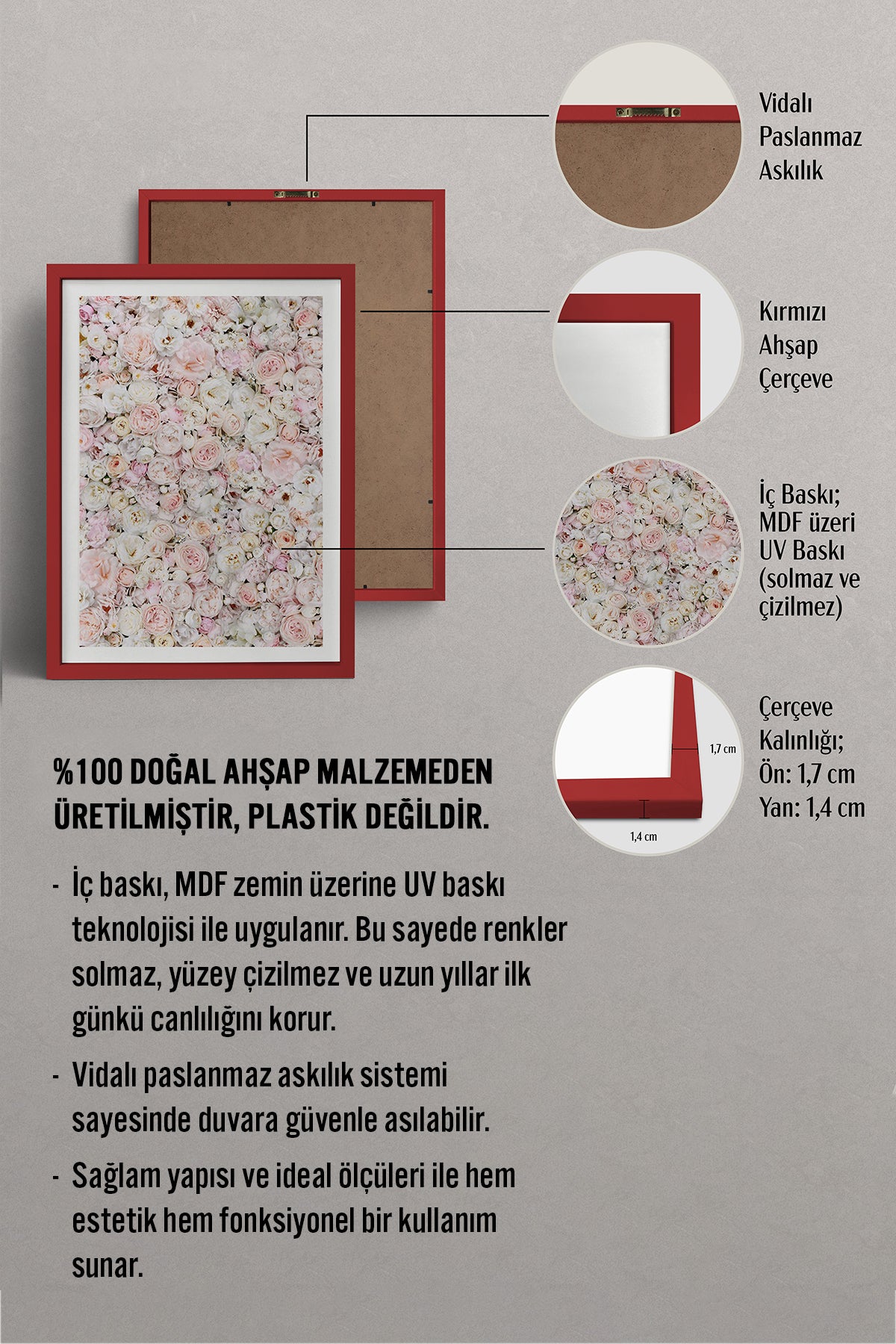 HOMEPACK Ahşap Çerçeveli Tablo Çerçeveli Poster Sanatsal Modern Duvar Dekoru BEK-8080