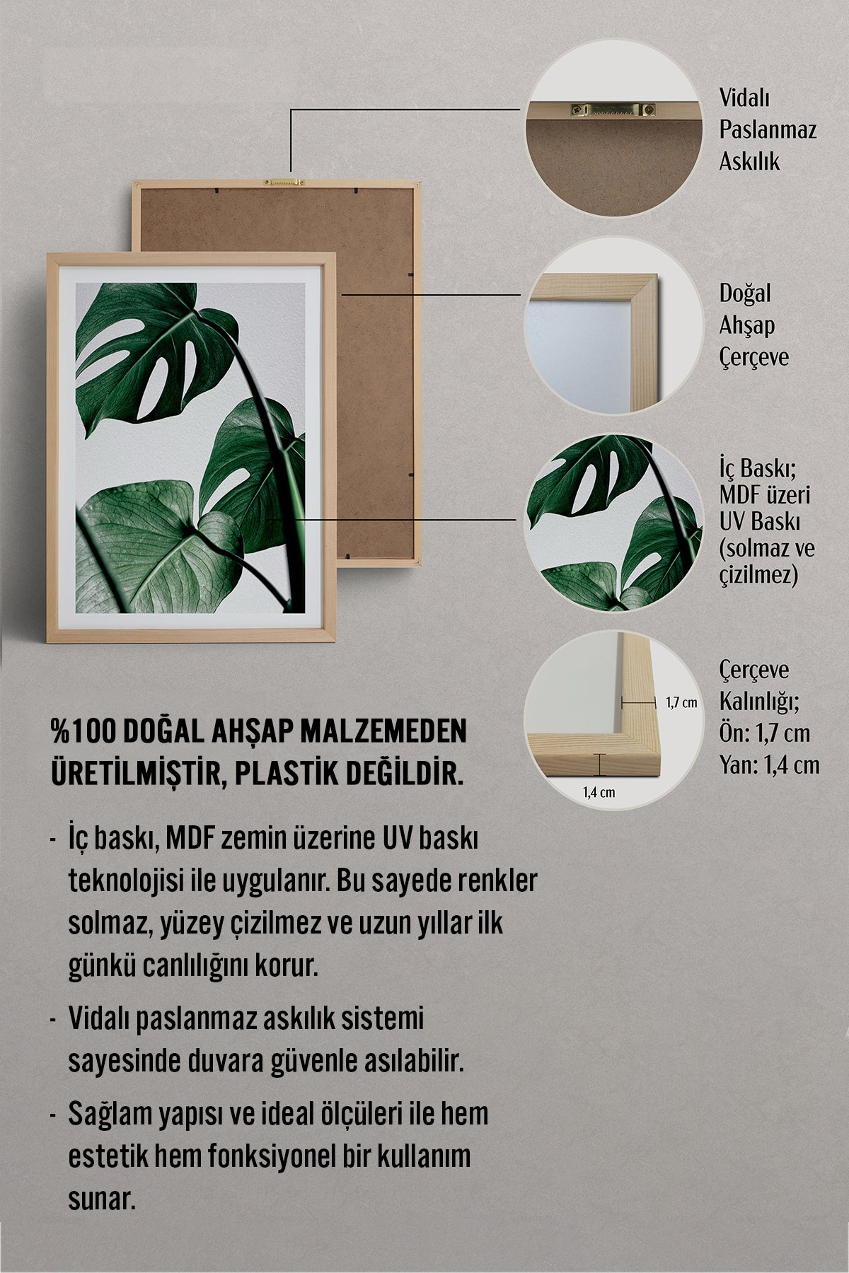 HOMEPACK Ahşap Çerçeveli Tablo Çerçeveli Poster Sanatsal Modern Duvar Dekoru BEK-8082
