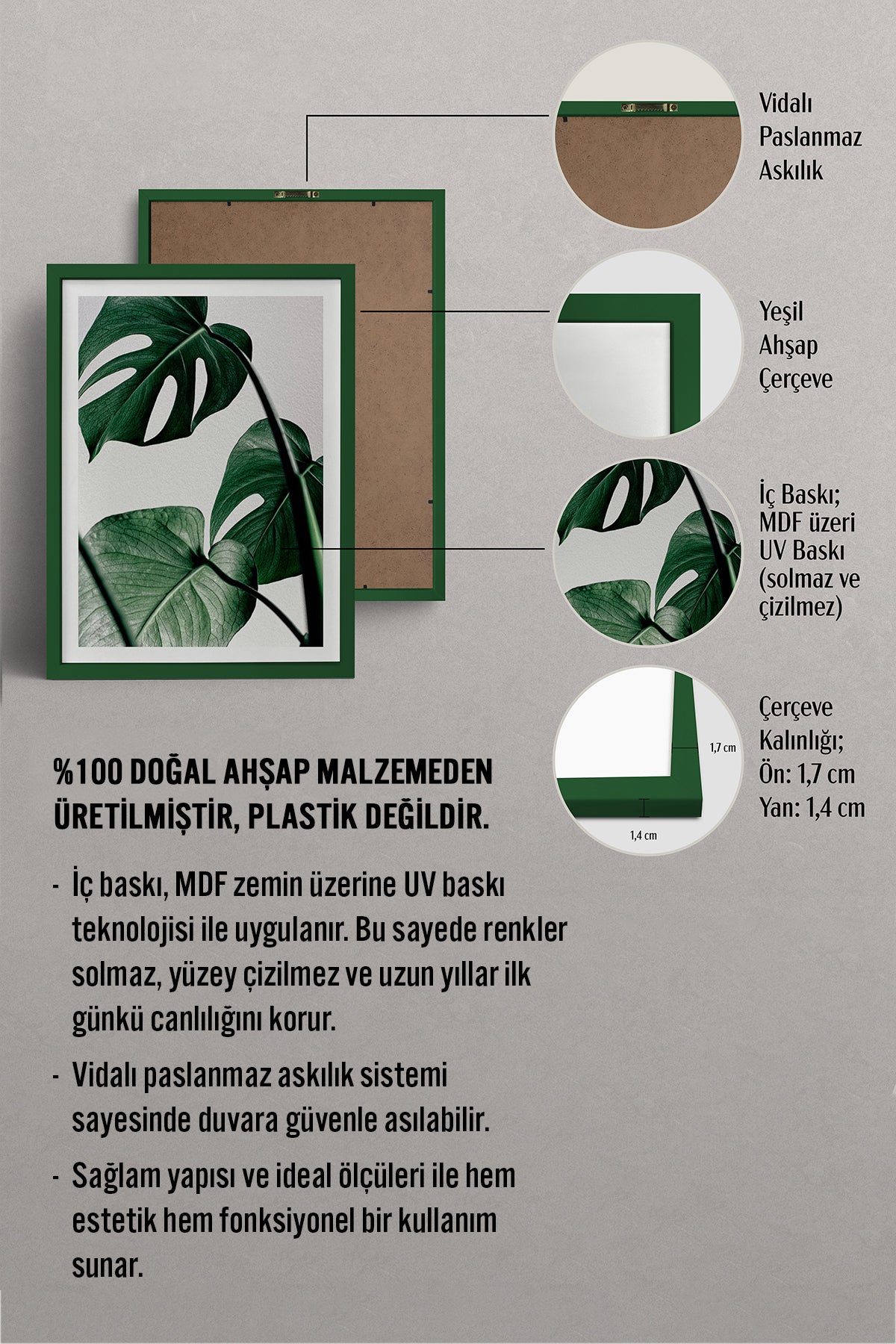HOMEPACK Ahşap Çerçeveli Tablo Çerçeveli Poster Sanatsal Modern Duvar Dekoru BEK-8082