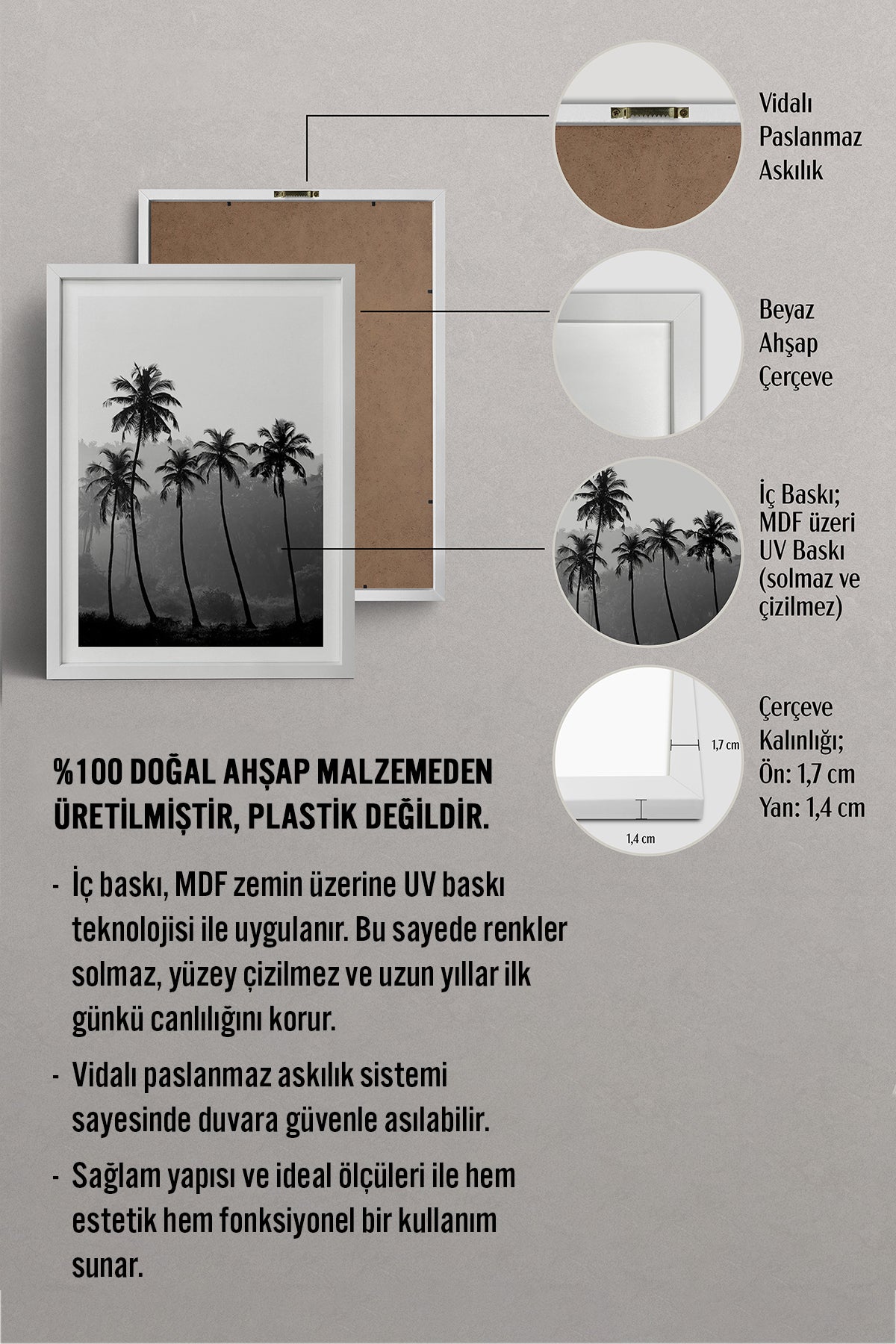 HOMEPACK Ahşap Çerçeveli Tablo Çerçeveli Poster Sanatsal Modern Duvar Dekoru BEK-8083