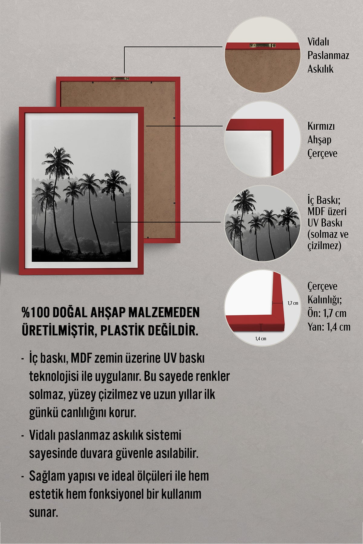 HOMEPACK Ahşap Çerçeveli Tablo Çerçeveli Poster Sanatsal Modern Duvar Dekoru BEK-8083