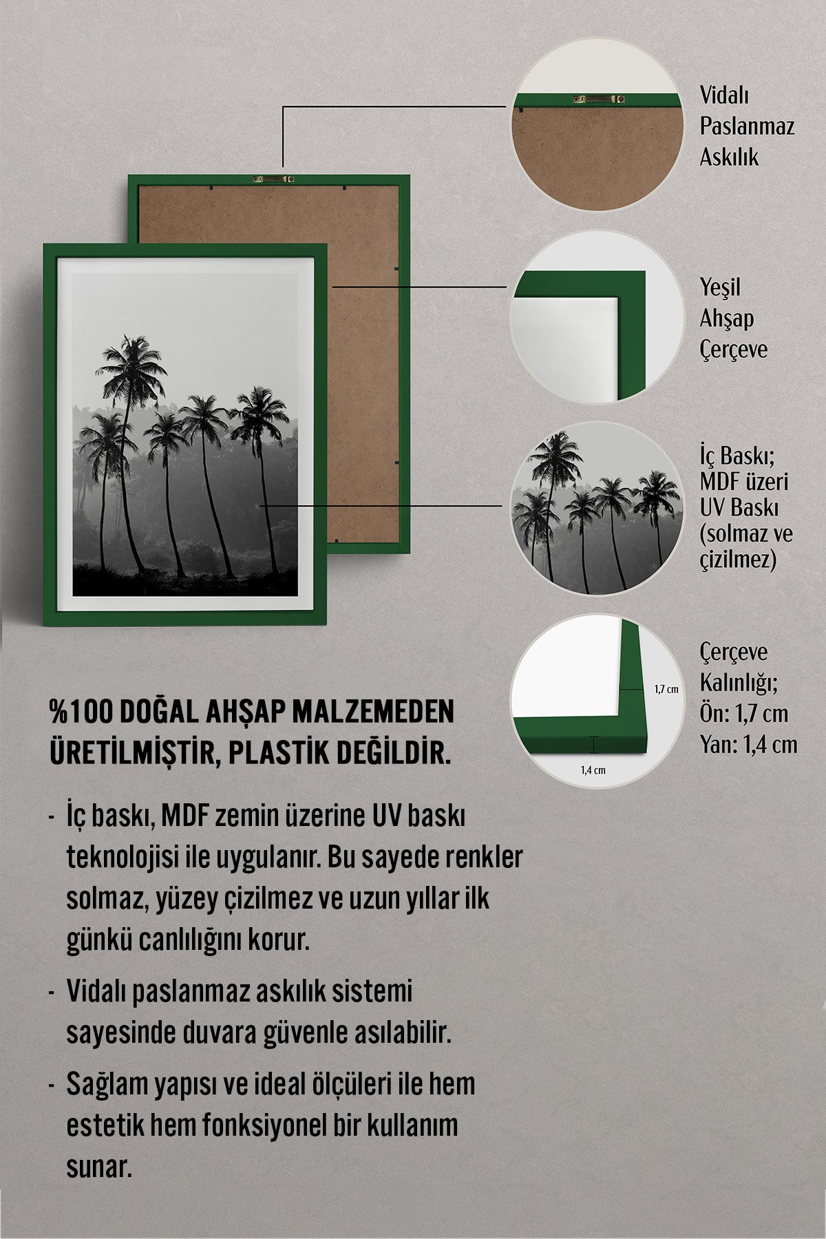 HOMEPACK Ahşap Çerçeveli Tablo Çerçeveli Poster Sanatsal Modern Duvar Dekoru BEK-8083