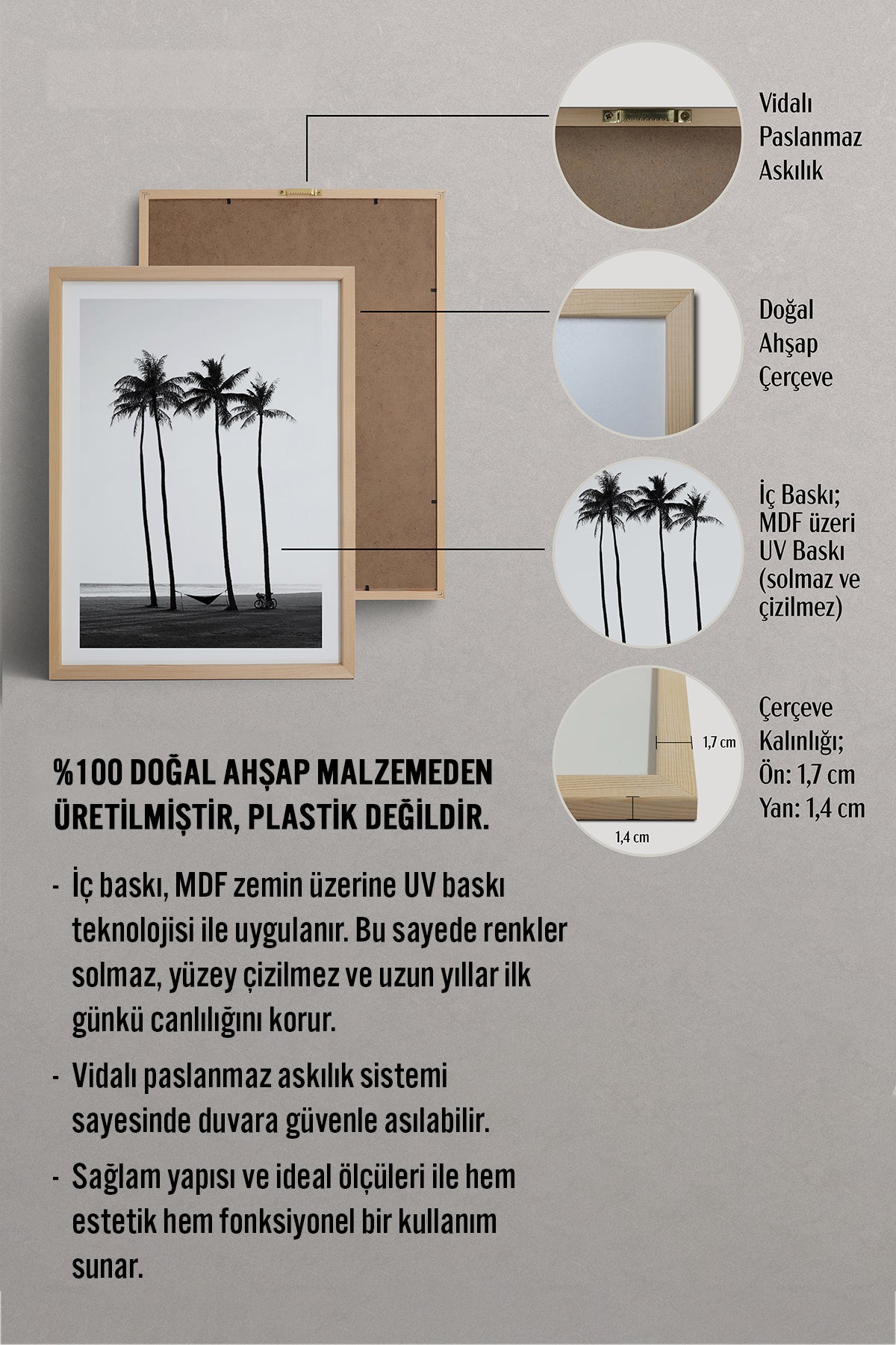 HOMEPACK Ahşap Çerçeveli Tablo Çerçeveli Poster Sanatsal Modern Duvar Dekoru BEK-8085