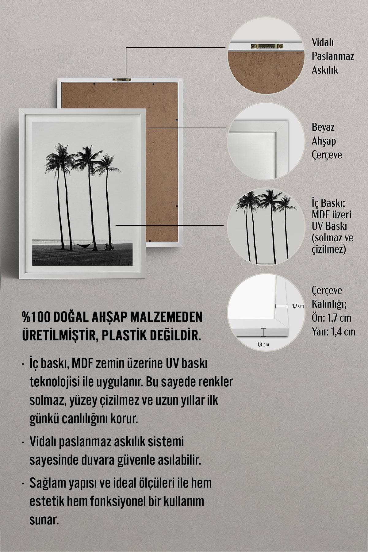 HOMEPACK Ahşap Çerçeveli Tablo Çerçeveli Poster Sanatsal Modern Duvar Dekoru BEK-8085