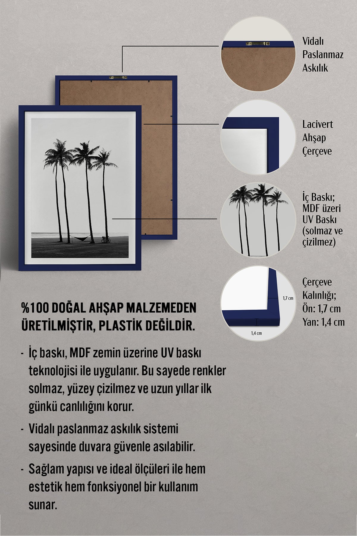 HOMEPACK Ahşap Çerçeveli Tablo Çerçeveli Poster Sanatsal Modern Duvar Dekoru BEK-8085