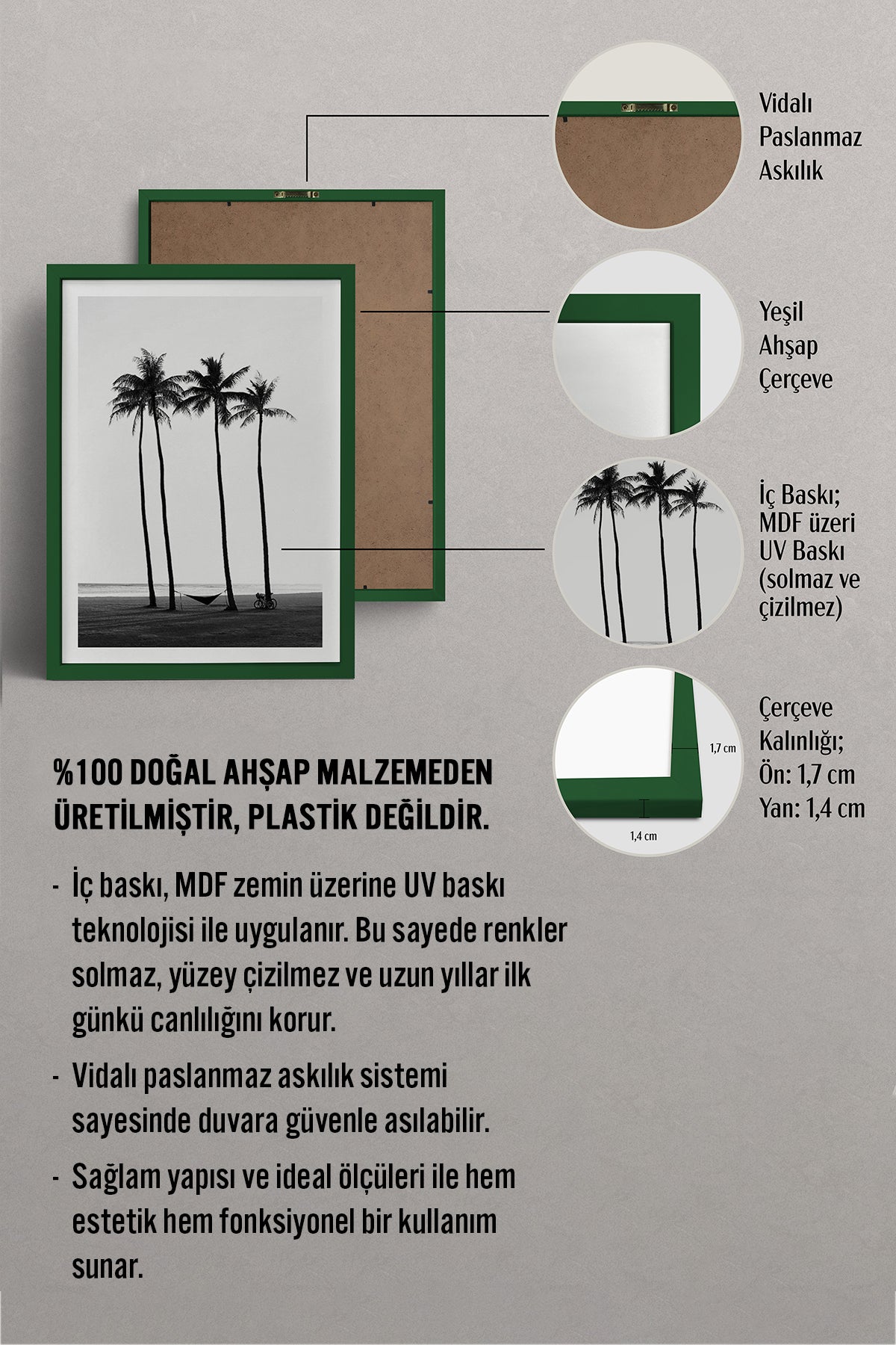 HOMEPACK Ahşap Çerçeveli Tablo Çerçeveli Poster Sanatsal Modern Duvar Dekoru BEK-8085