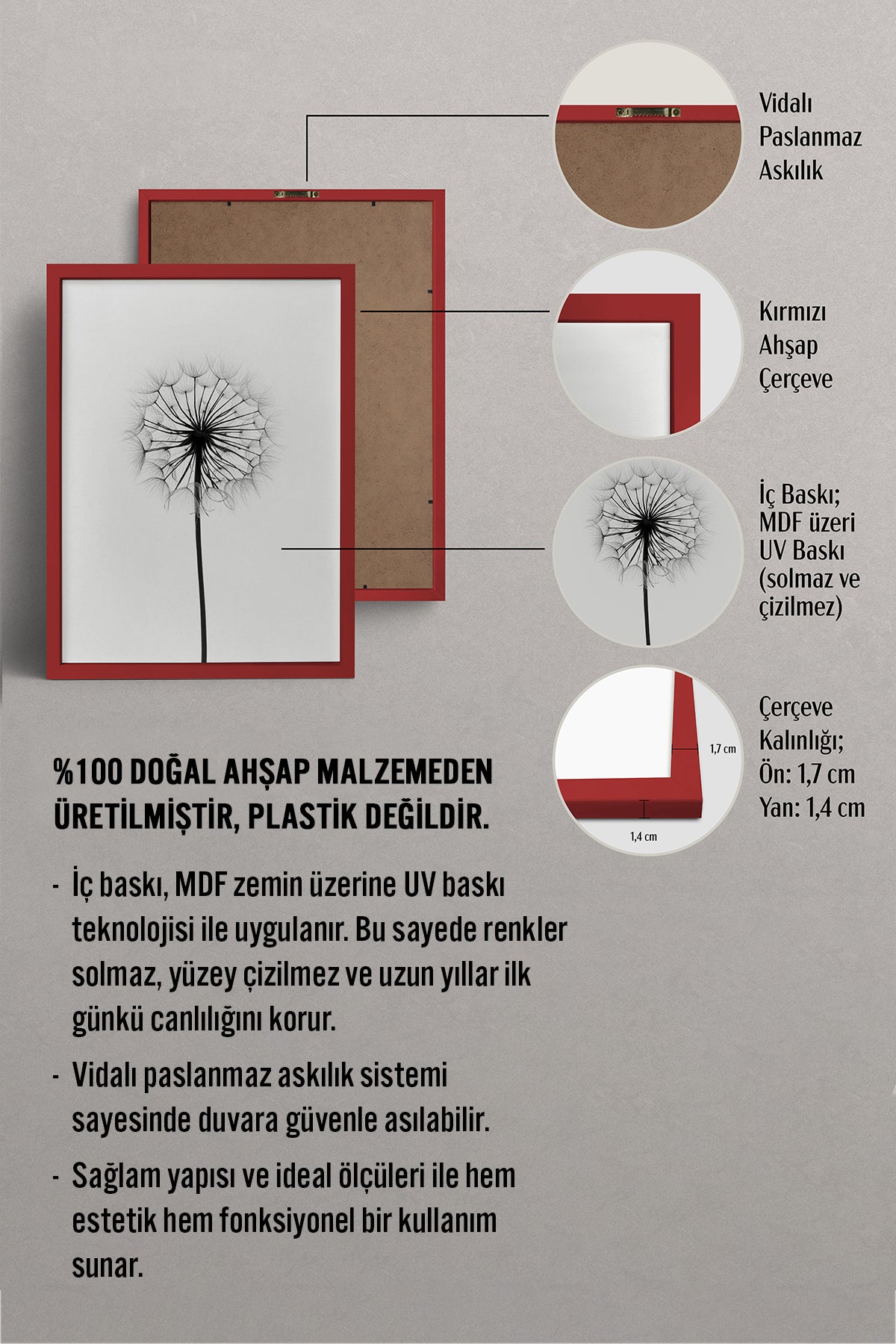 HOMEPACK Ahşap Çerçeveli Tablo Çerçeveli Poster Sanatsal Modern Duvar Dekoru BEK-8087