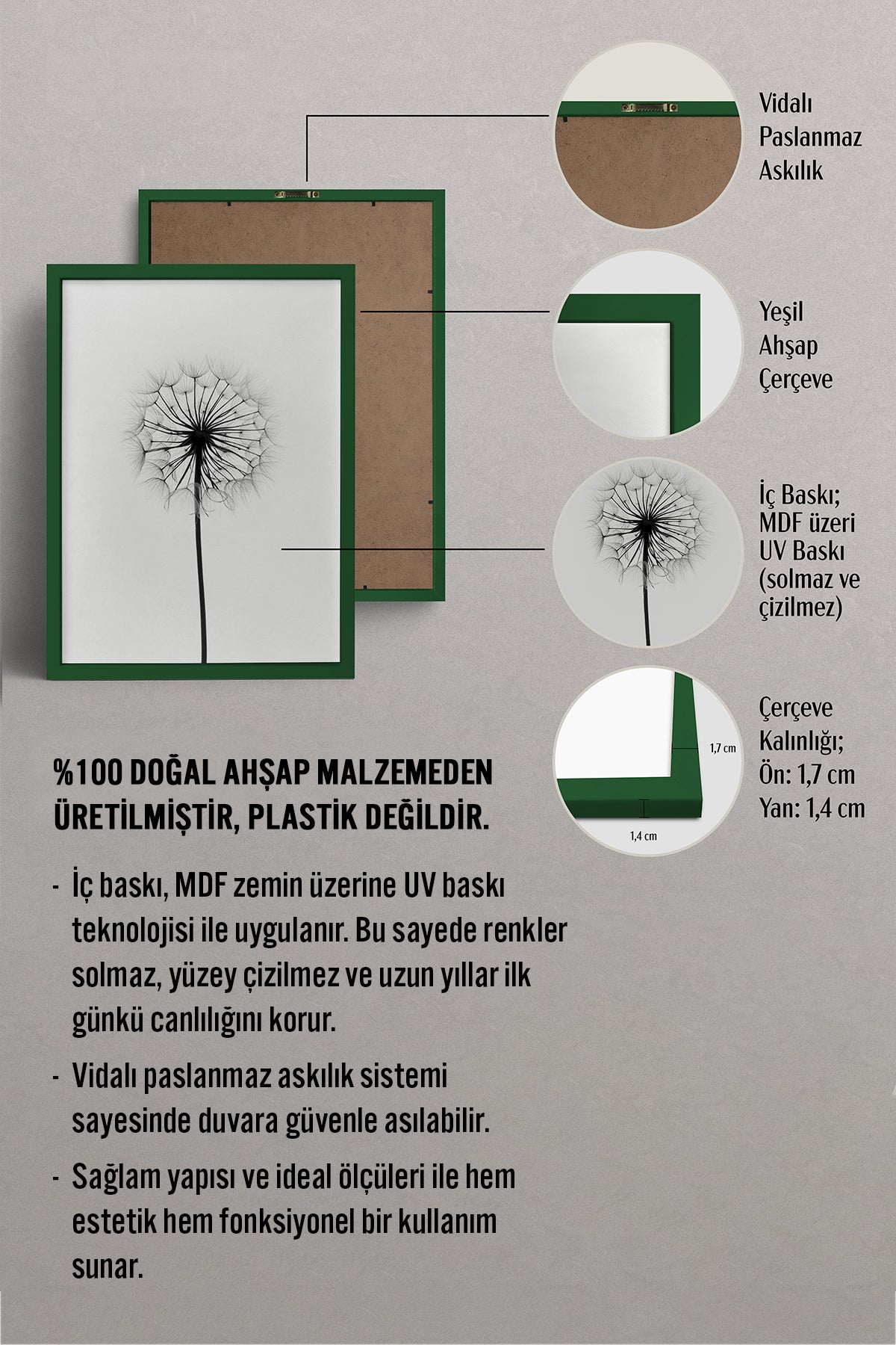 HOMEPACK Ahşap Çerçeveli Tablo Çerçeveli Poster Sanatsal Modern Duvar Dekoru BEK-8087