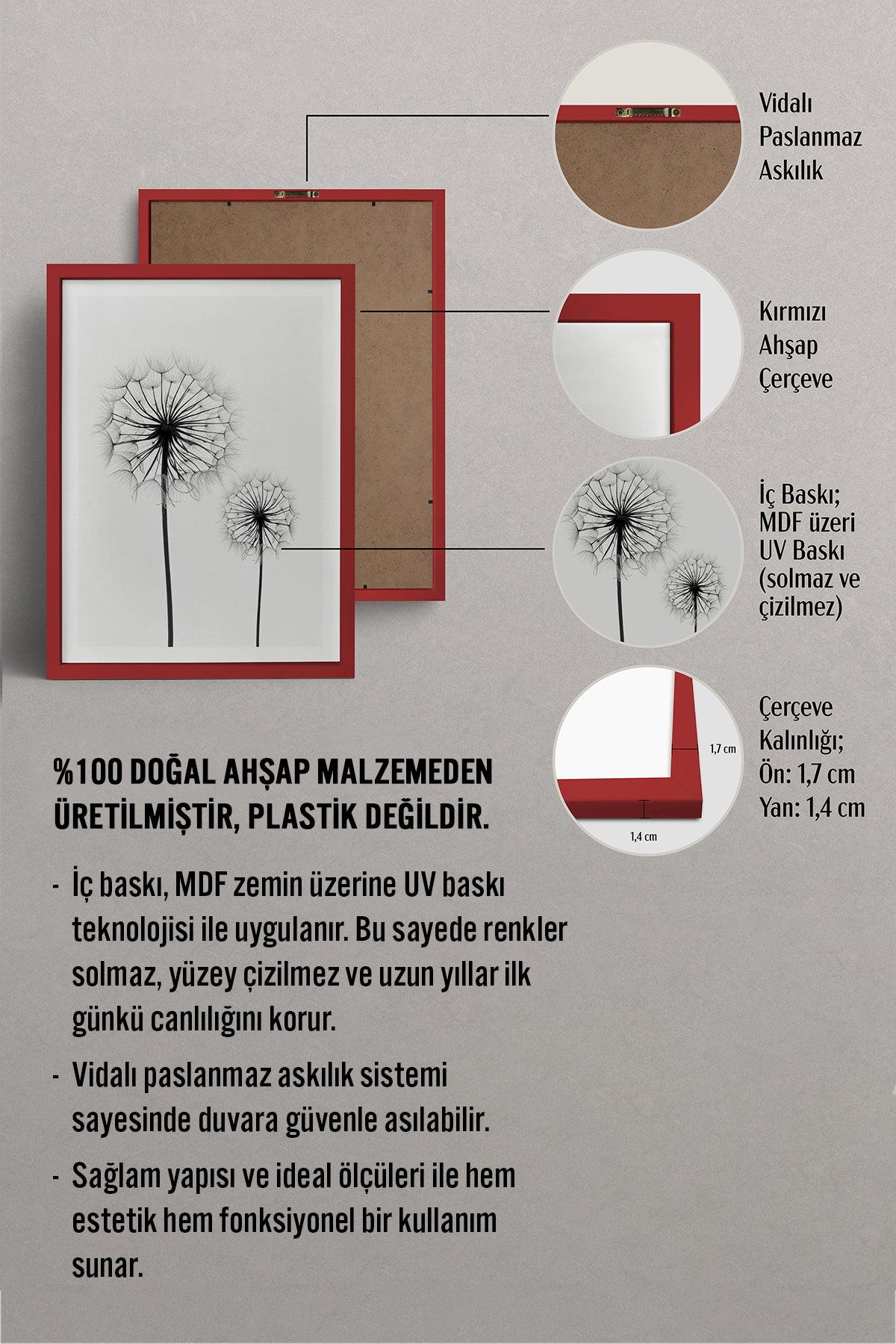 HOMEPACK Ahşap Çerçeveli Tablo Çerçeveli Poster Sanatsal Modern Duvar Dekoru BEK-8088
