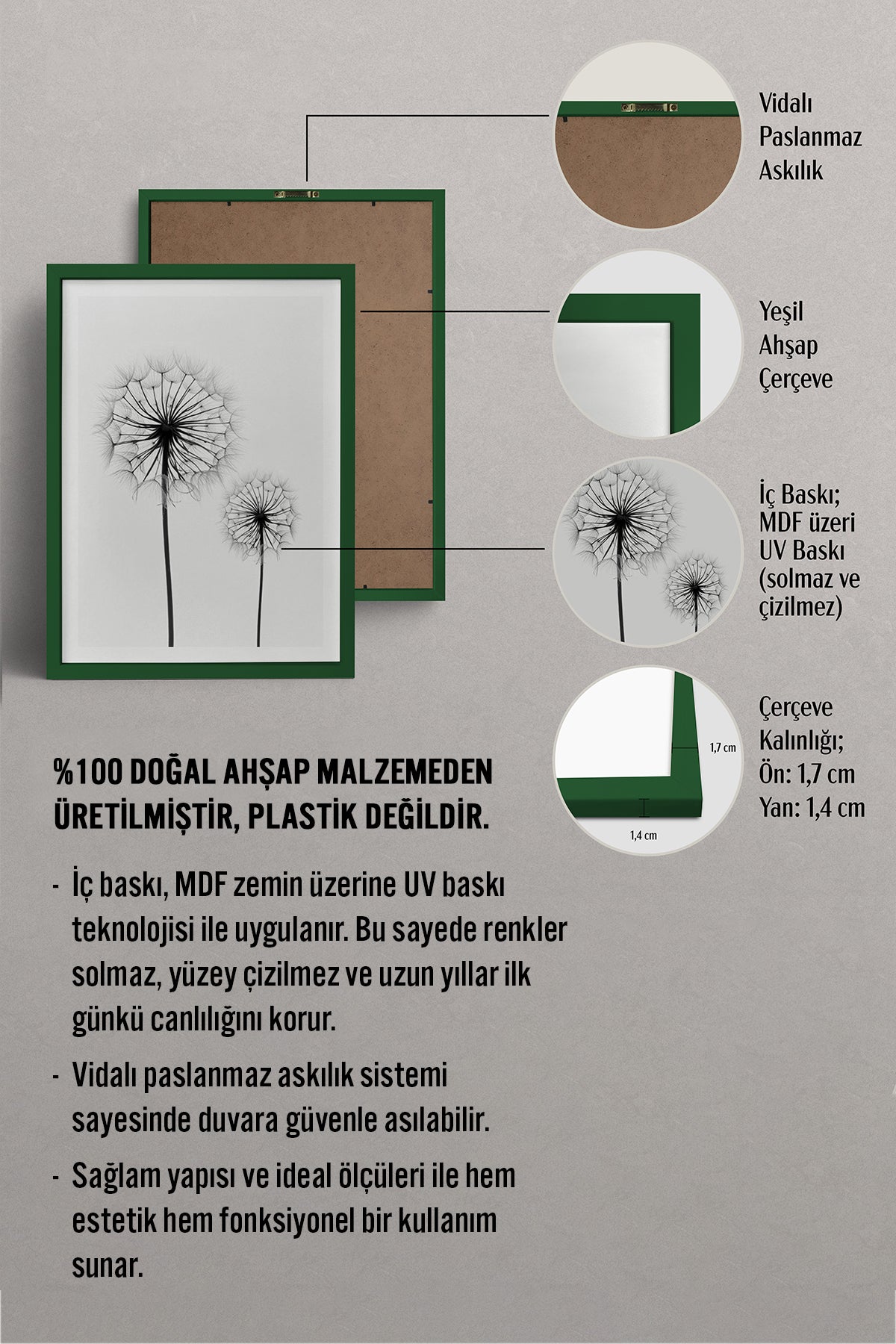 HOMEPACK Ahşap Çerçeveli Tablo Çerçeveli Poster Sanatsal Modern Duvar Dekoru BEK-8088