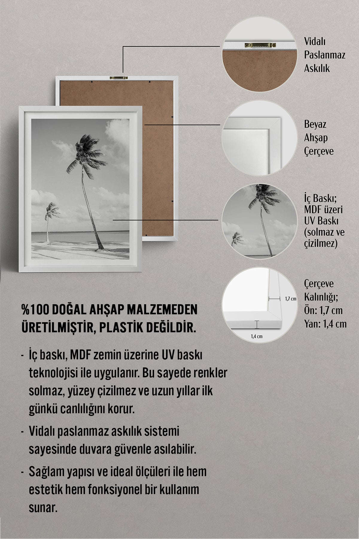 HOMEPACK Ahşap Çerçeveli Tablo Çerçeveli Poster Sanatsal Modern Duvar Dekoru BEK-8089