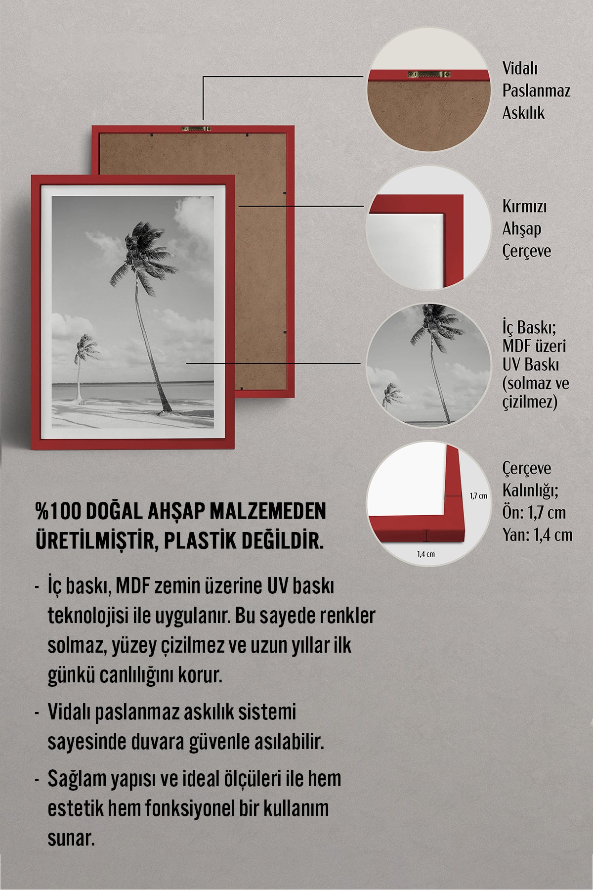 HOMEPACK Ahşap Çerçeveli Tablo Çerçeveli Poster Sanatsal Modern Duvar Dekoru BEK-8089