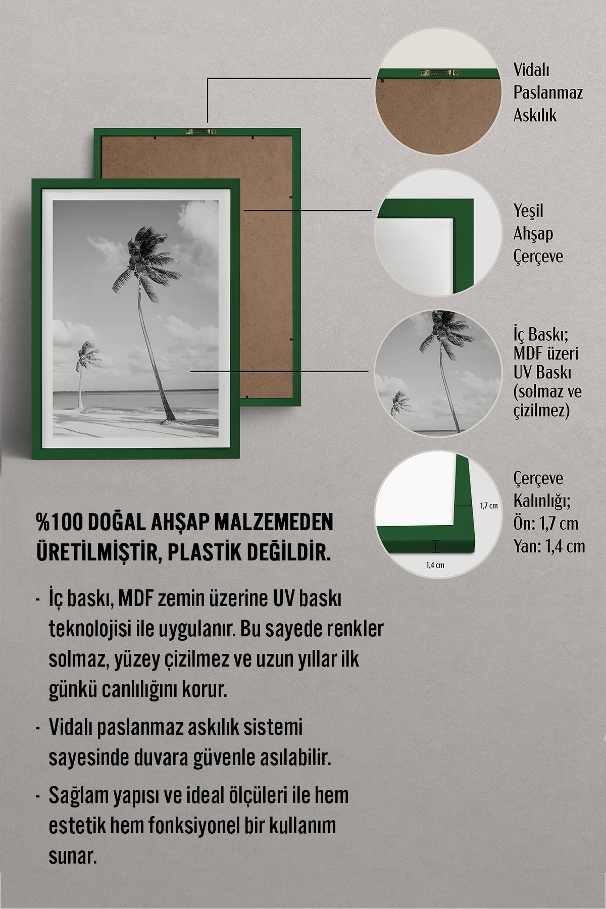 HOMEPACK Ahşap Çerçeveli Tablo Çerçeveli Poster Sanatsal Modern Duvar Dekoru BEK-8089