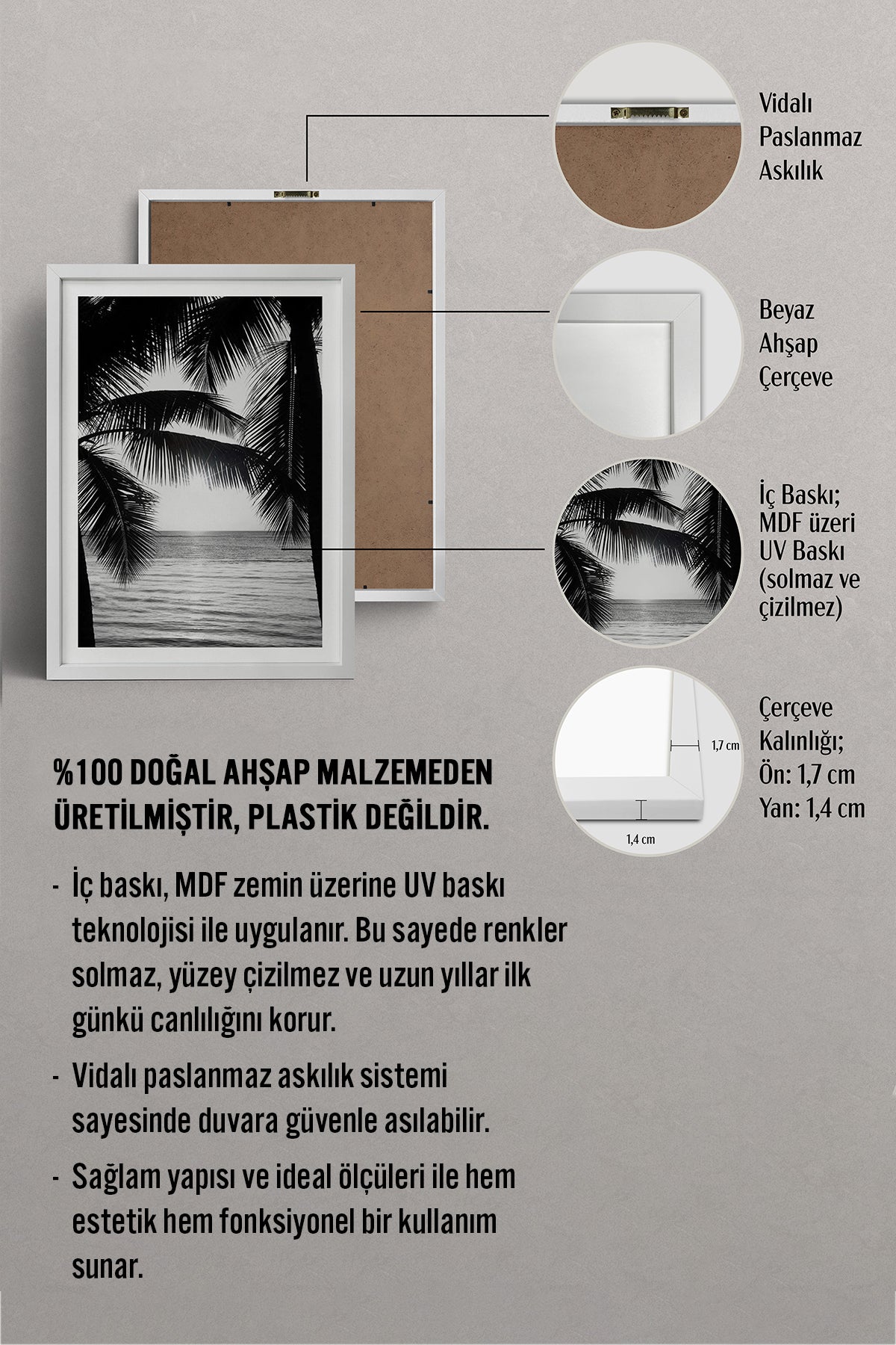 HOMEPACK Ahşap Çerçeveli Tablo Çerçeveli Poster Sanatsal Modern Duvar Dekoru BEK-8090